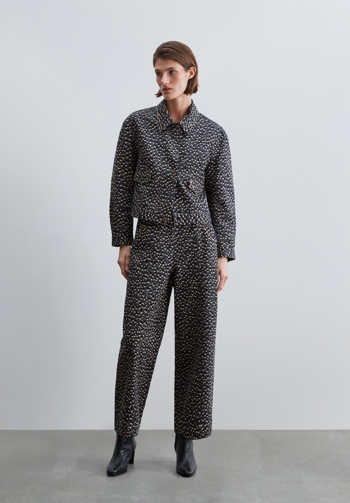 STUDDED PRINT TROUSERS
