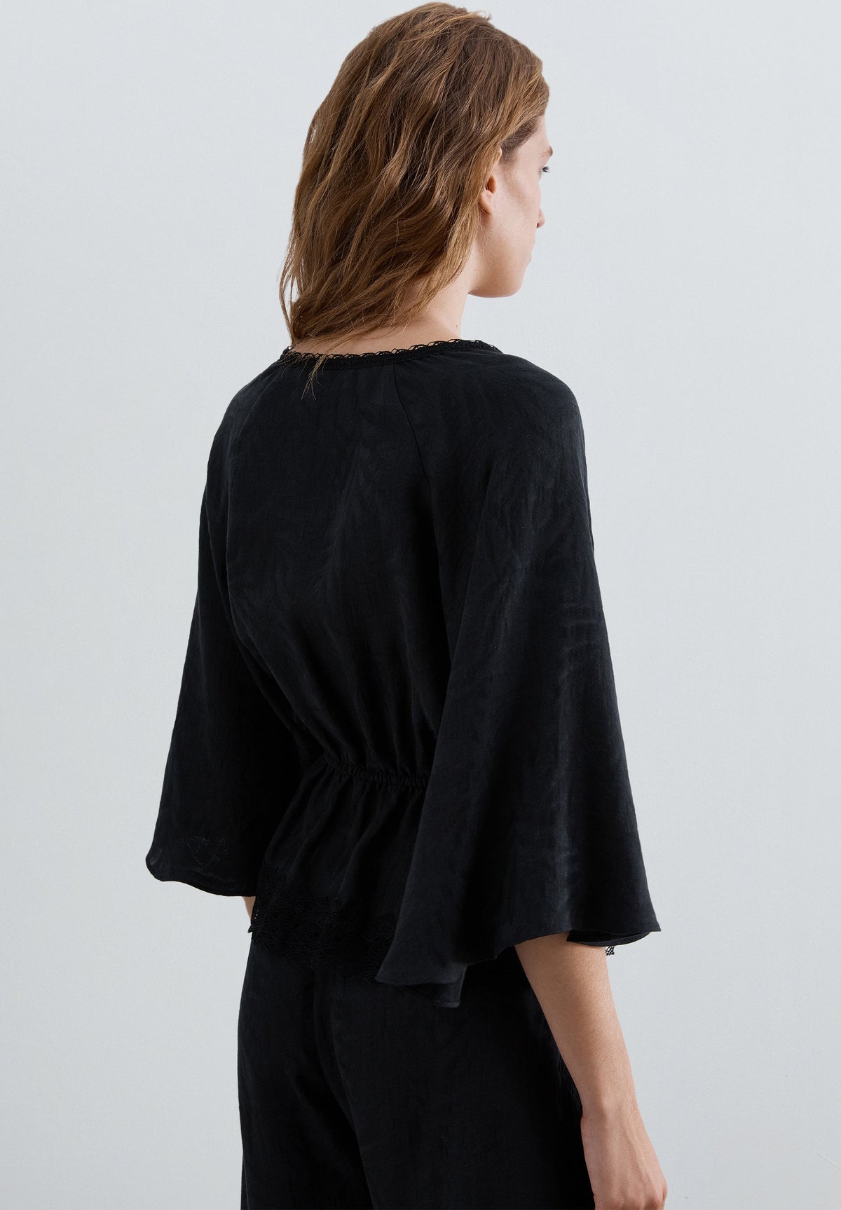 SATIN TOP WITH V-NECK