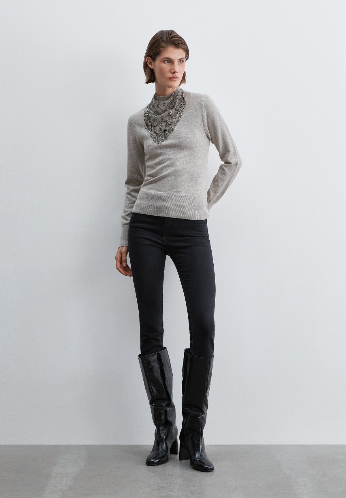 LUREX SWEATER WITH PERKINS COLLAR