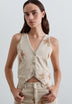 FLORAL EMBROIDERY DENIM WAISTCOAT