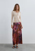 LONG PRINTED FLARED SKIRT