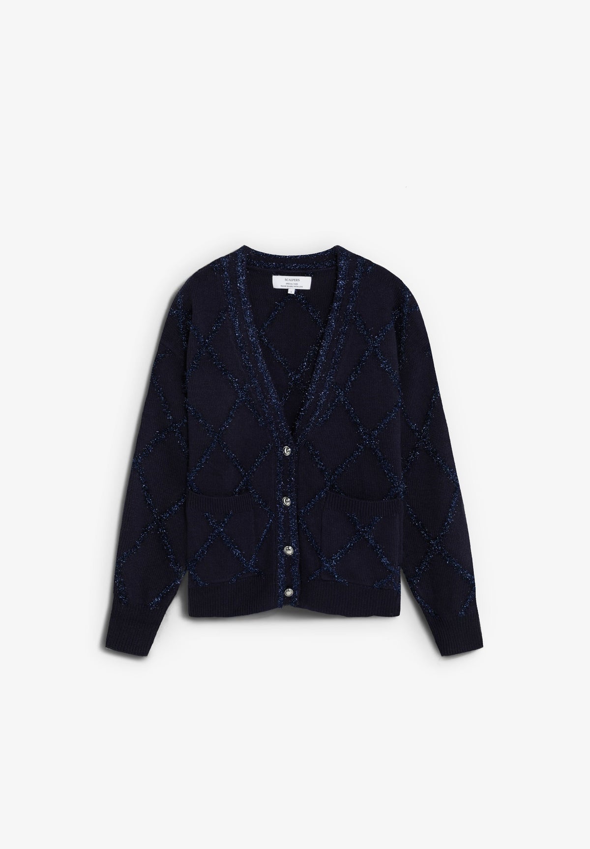 LUREX ARGYLE CARDIGAN
