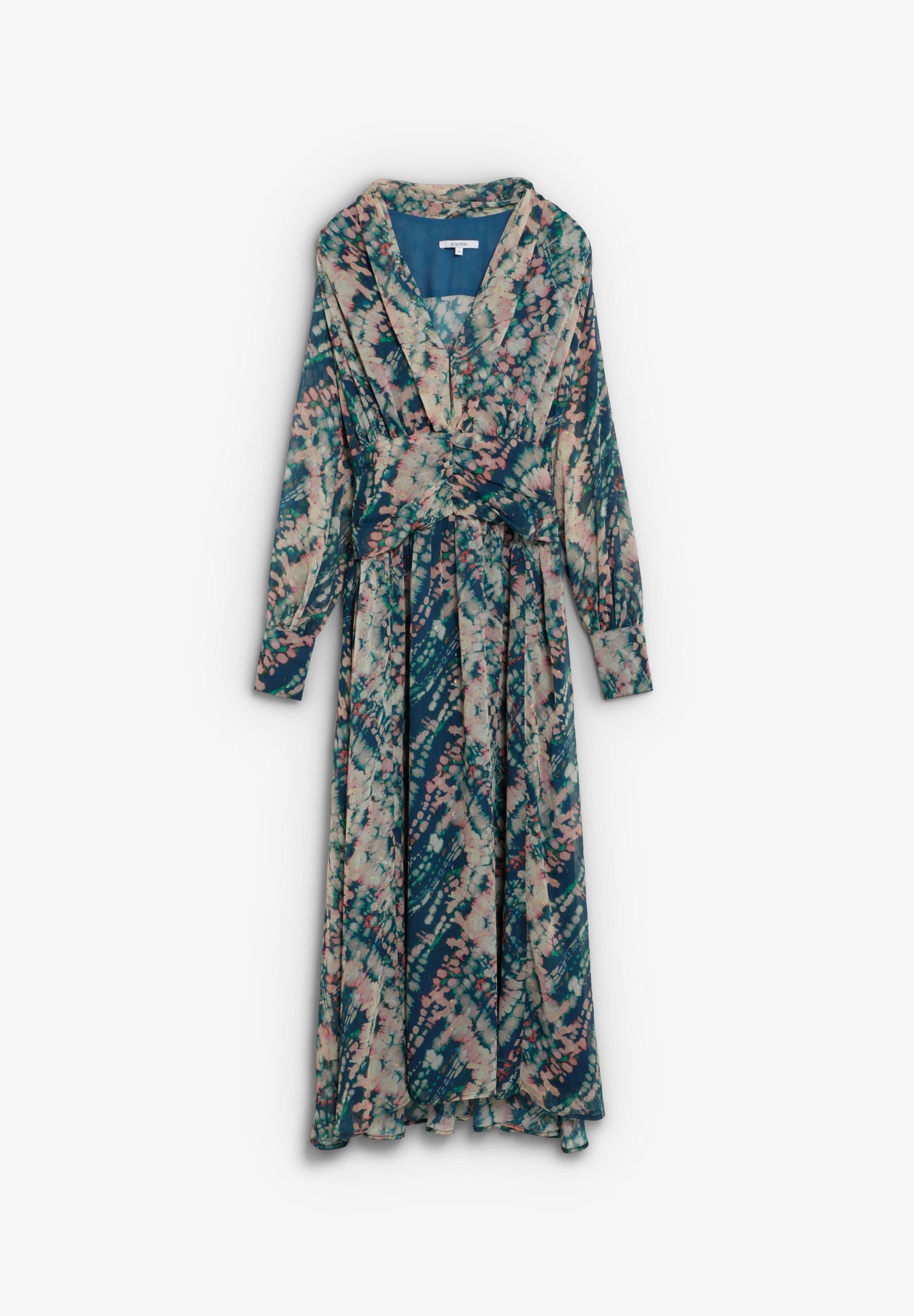 PRINTED DRAPED-WAIST DRESS