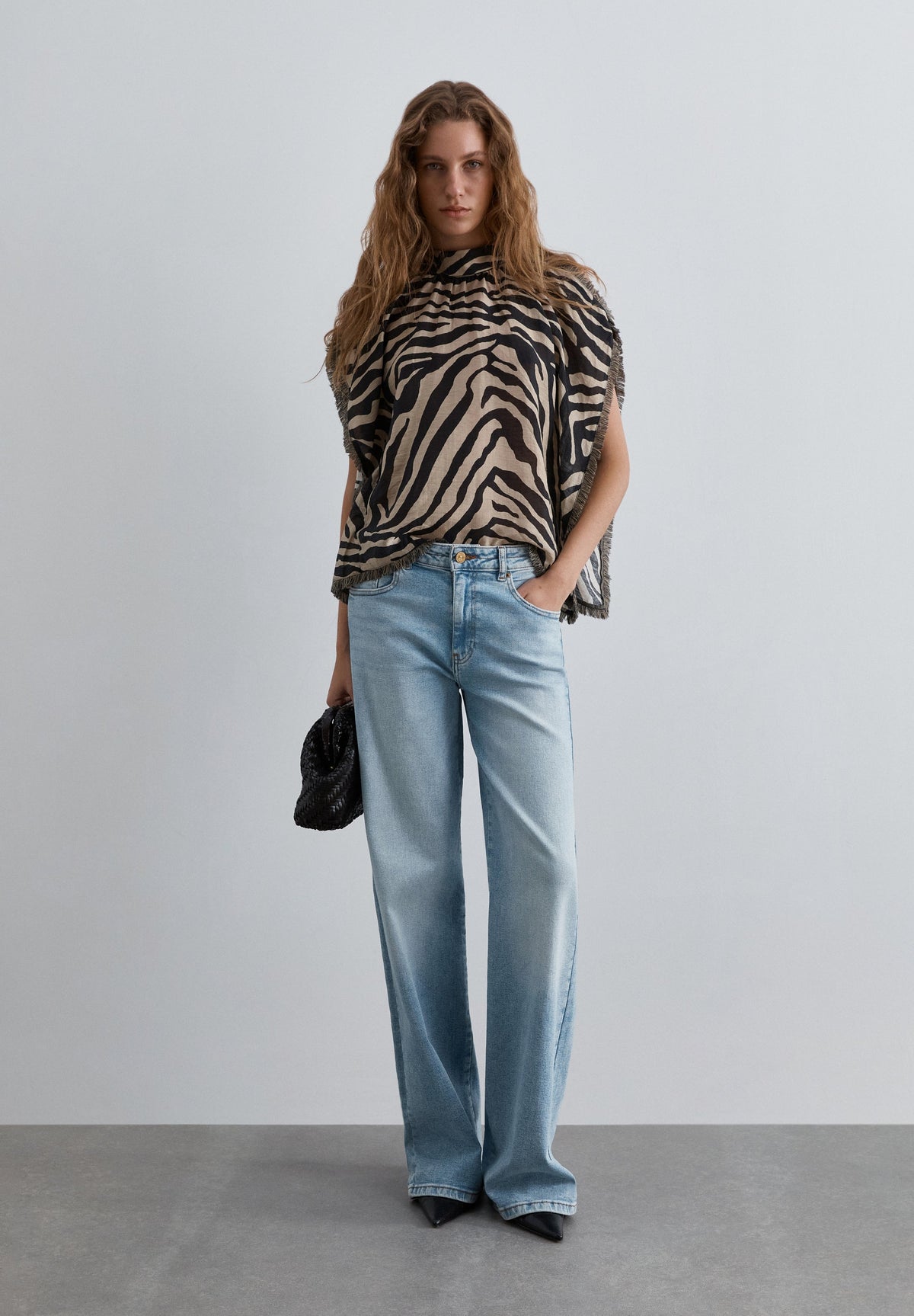 ANIMAL PRINT FRINGED TOP