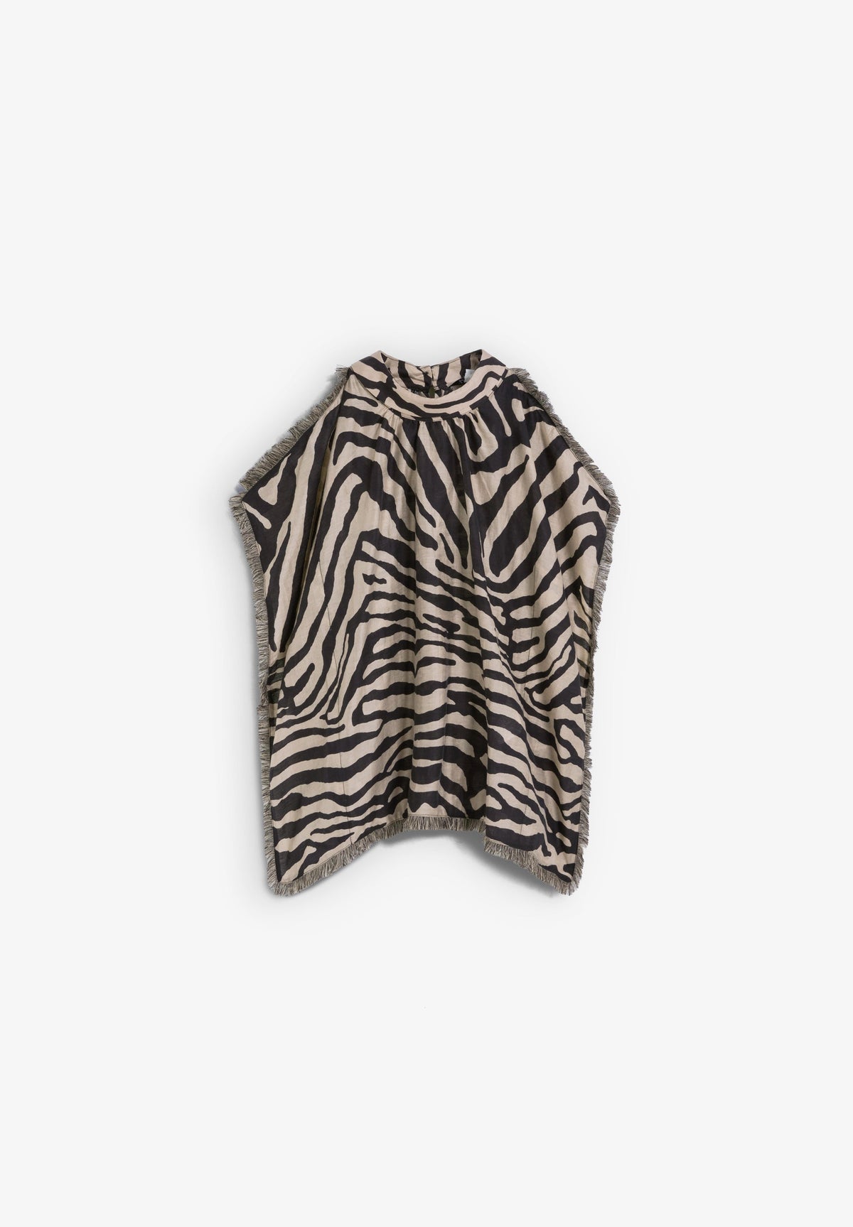 ANIMAL PRINT FRINGED TOP