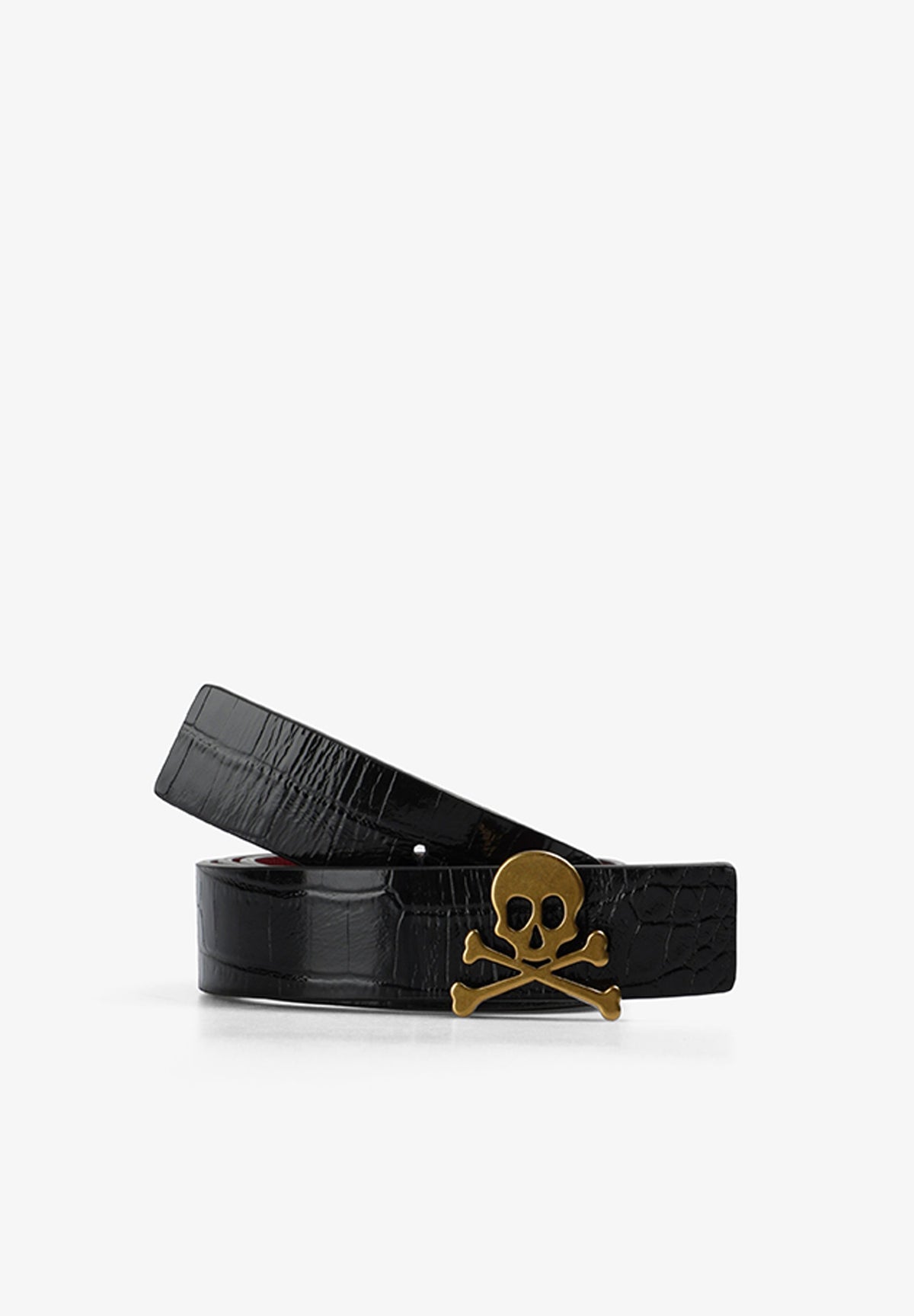 REVERSIBLE LEATHER BELT WITH SKULL