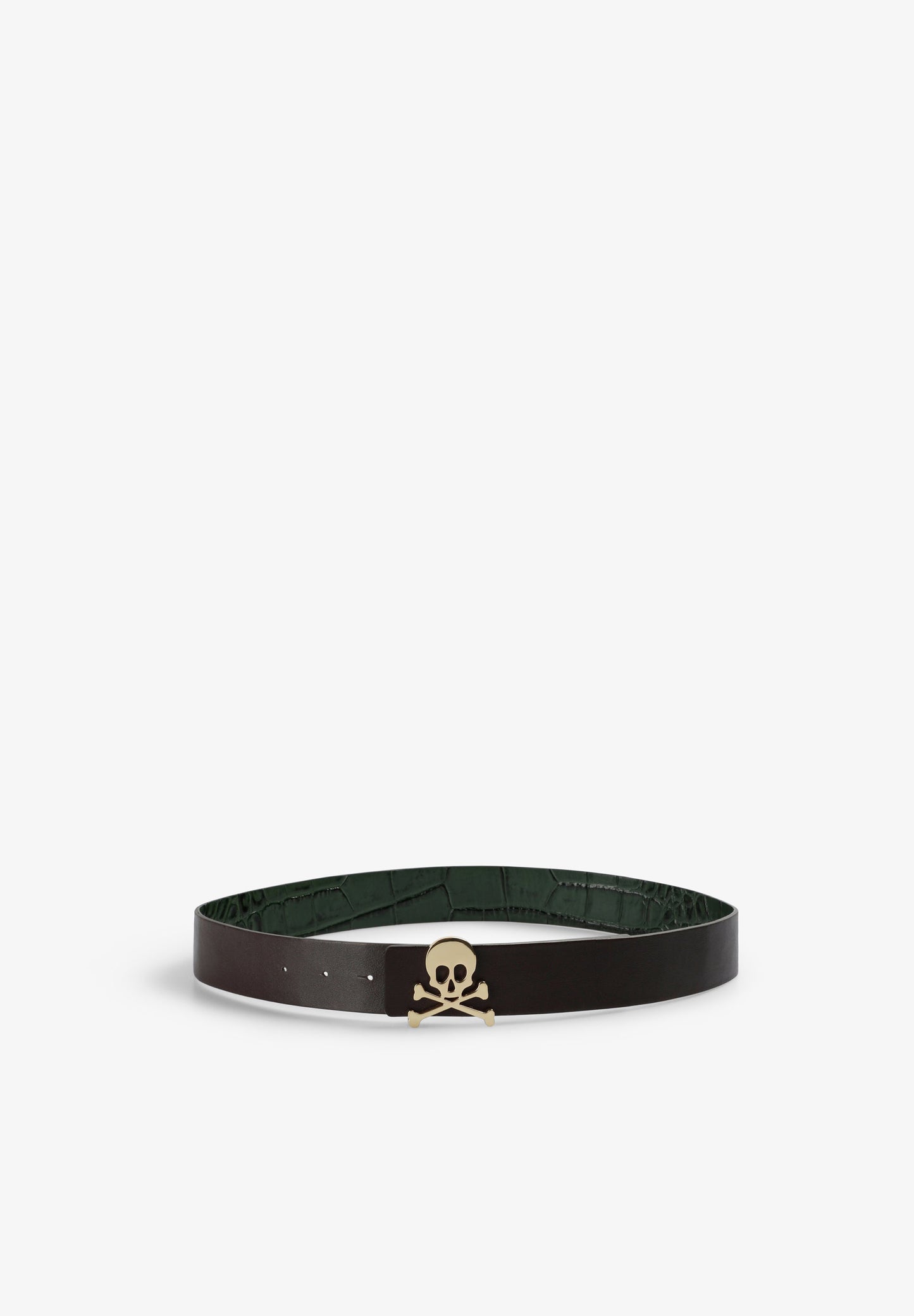 REVERSIBLE LEATHER BELT WITH SKULL