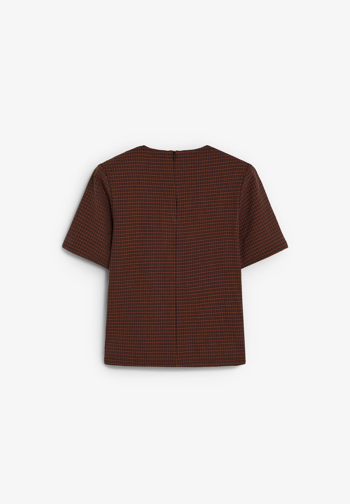 CHECKED T-SHIRT WITH SHOULDER DETAIL