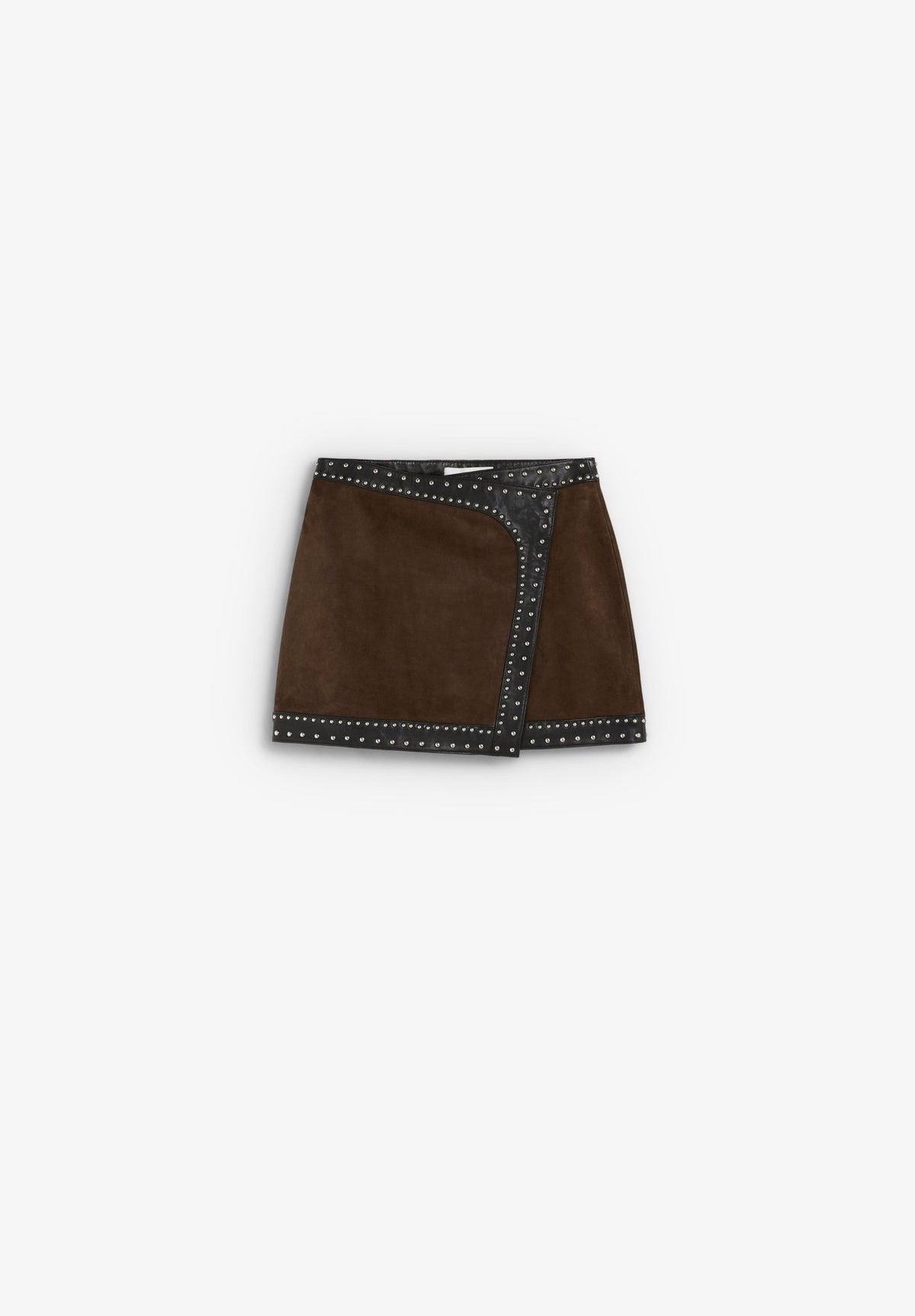 STUDDED LEATHER MINISKIRT
