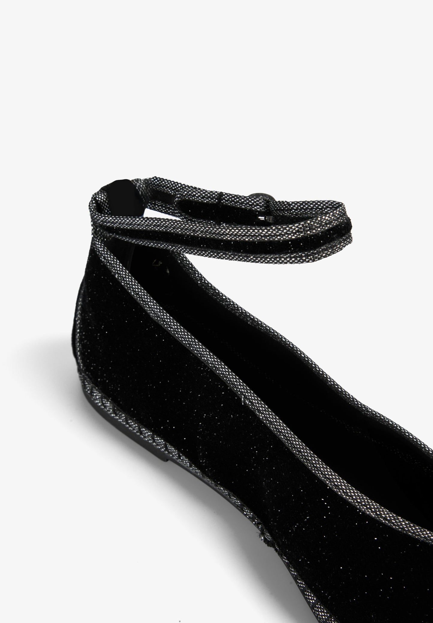 VELVET ANKLE STRAP BALLET FLATS