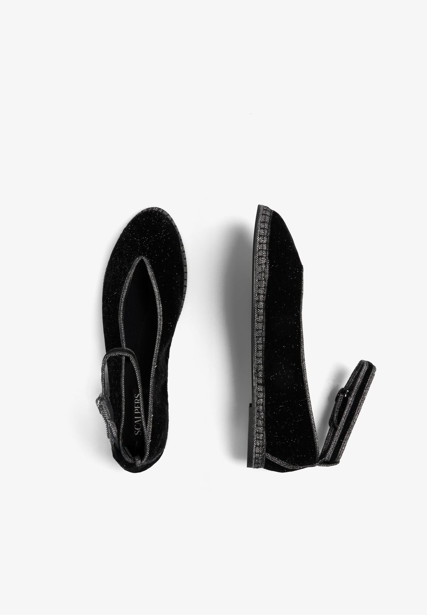 VELVET ANKLE STRAP BALLET FLATS