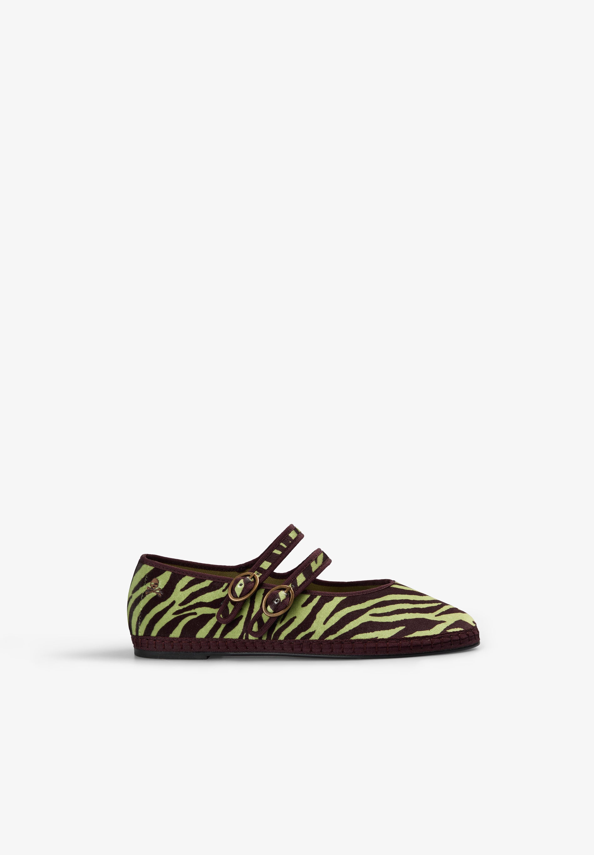 ANIMAL PRINT VELVET BALLET FLATS