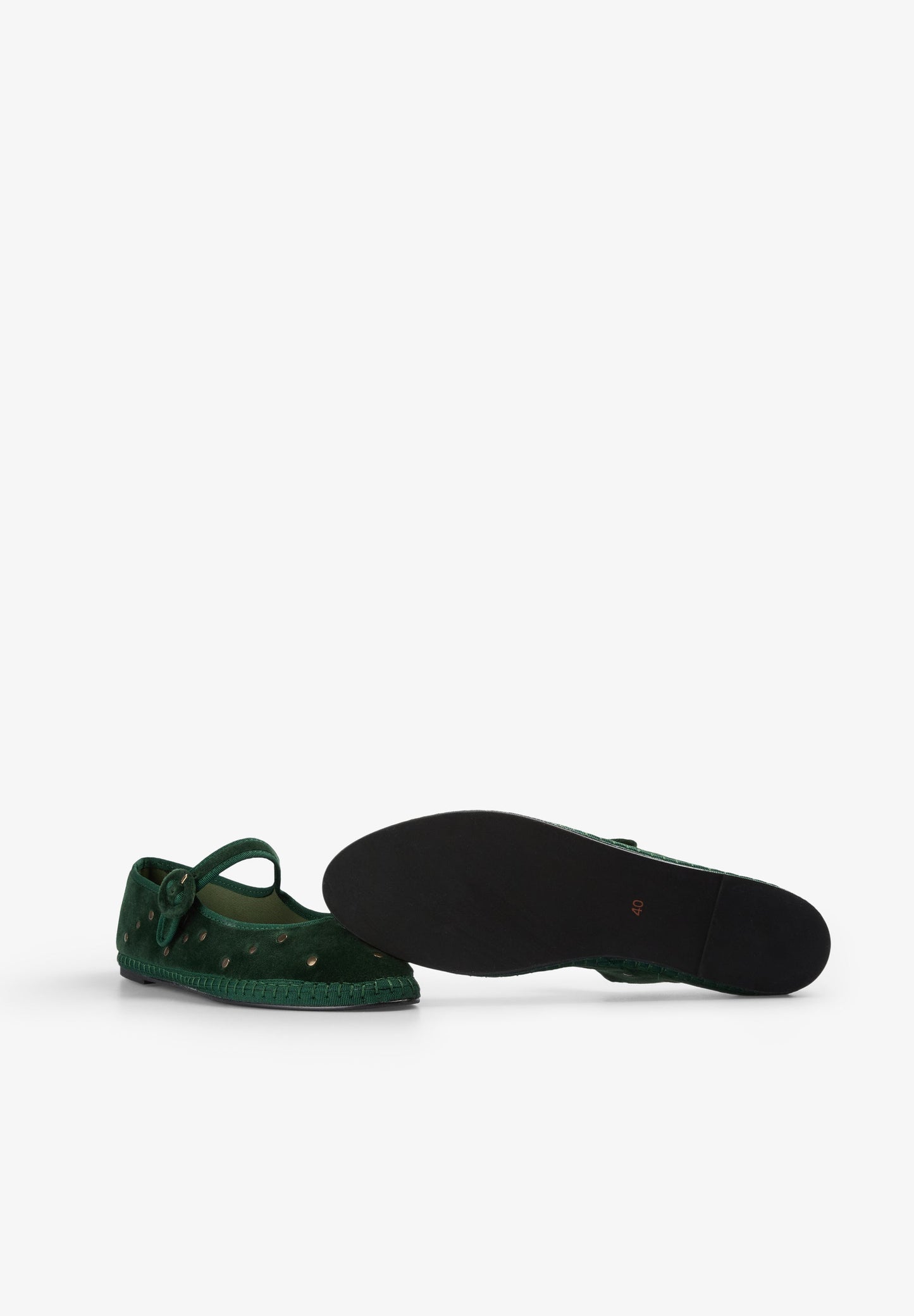 STUDDED VELVET BALLET FLATS
