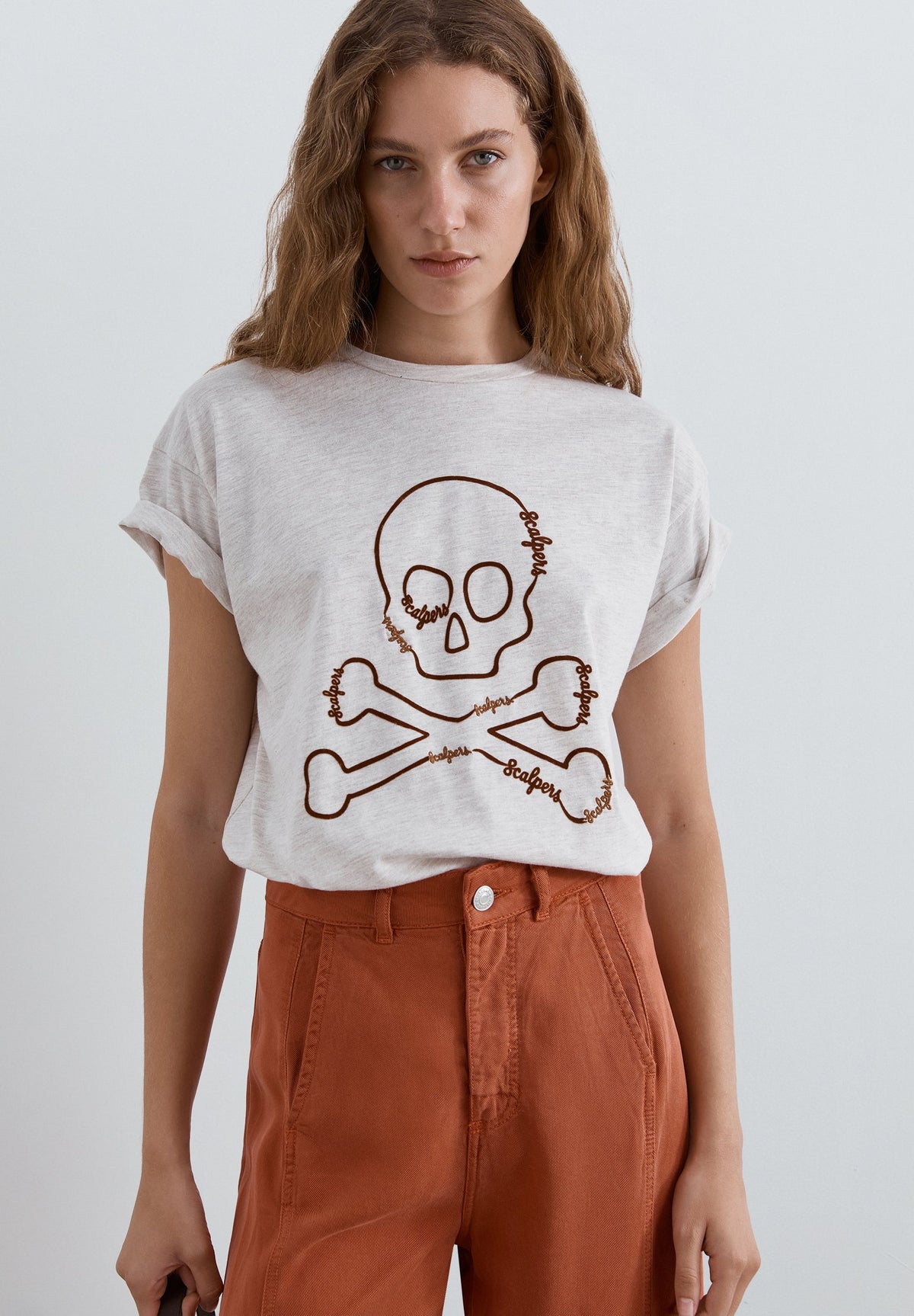 RELAXED T-SHIRT WITH PRINTED SKULL