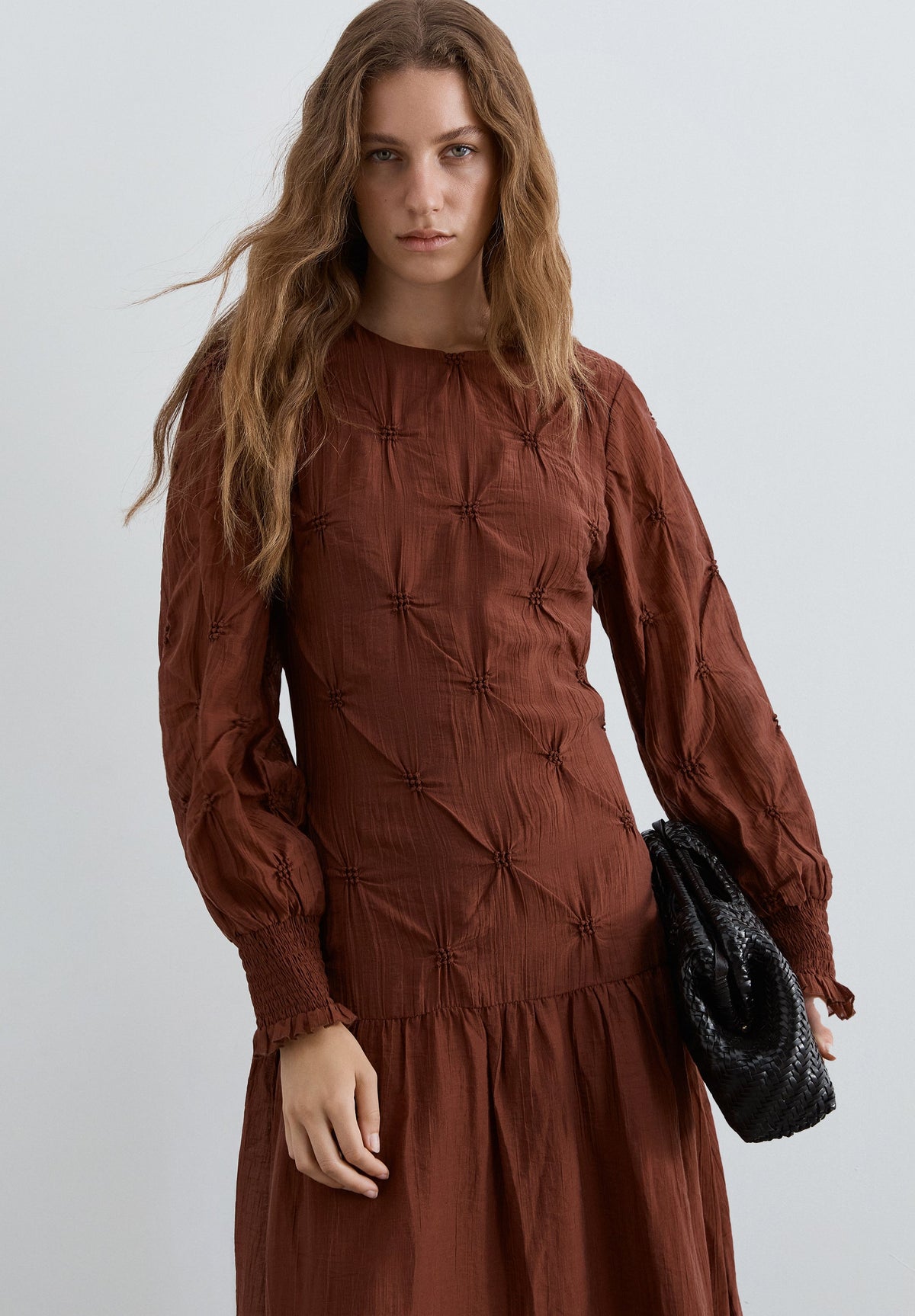 LONG SLEEVE RUCHED DRESS