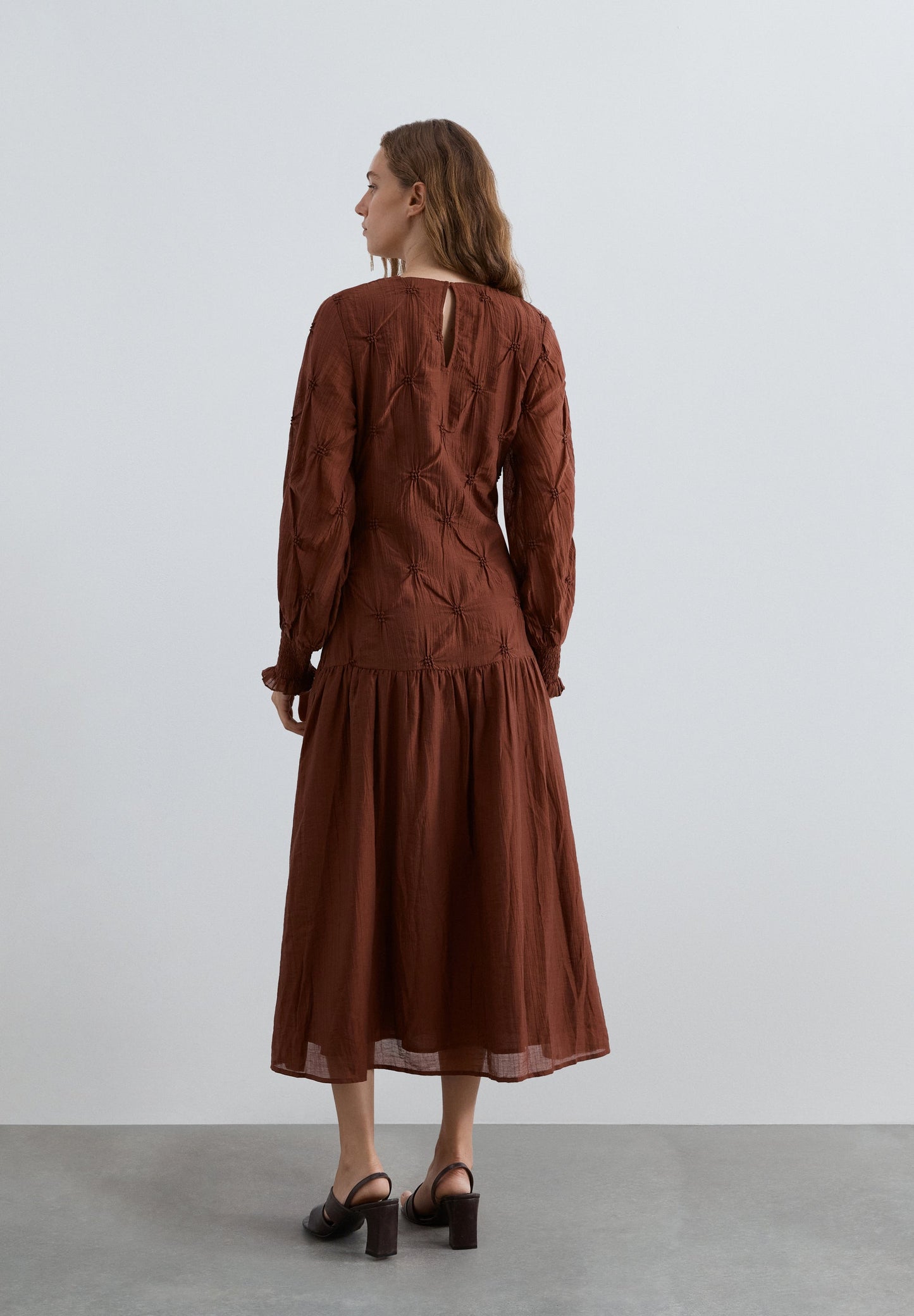 LONG SLEEVE RUCHED DRESS