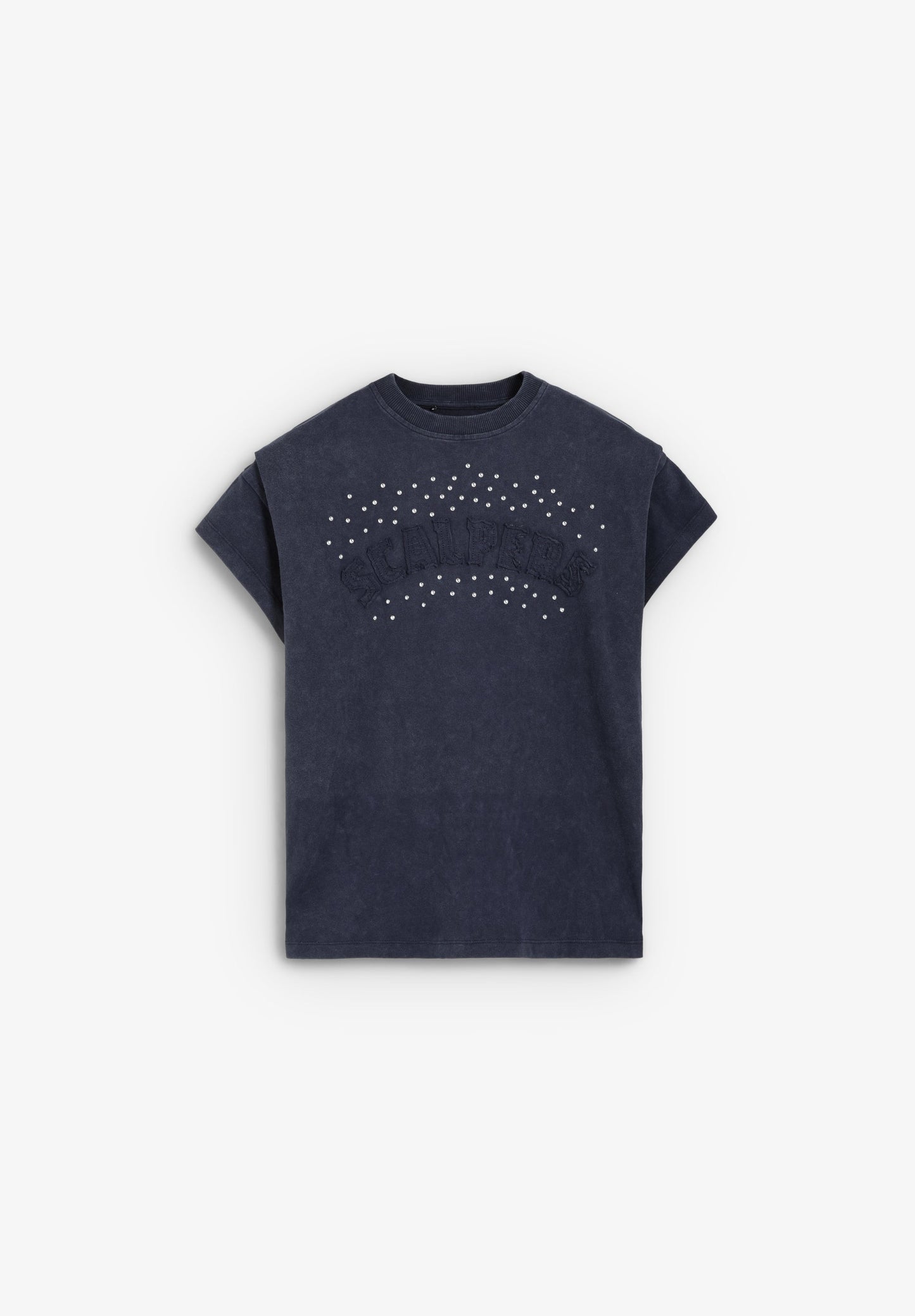 T-SHIRT WITH STUDS AND LOGO PATCH