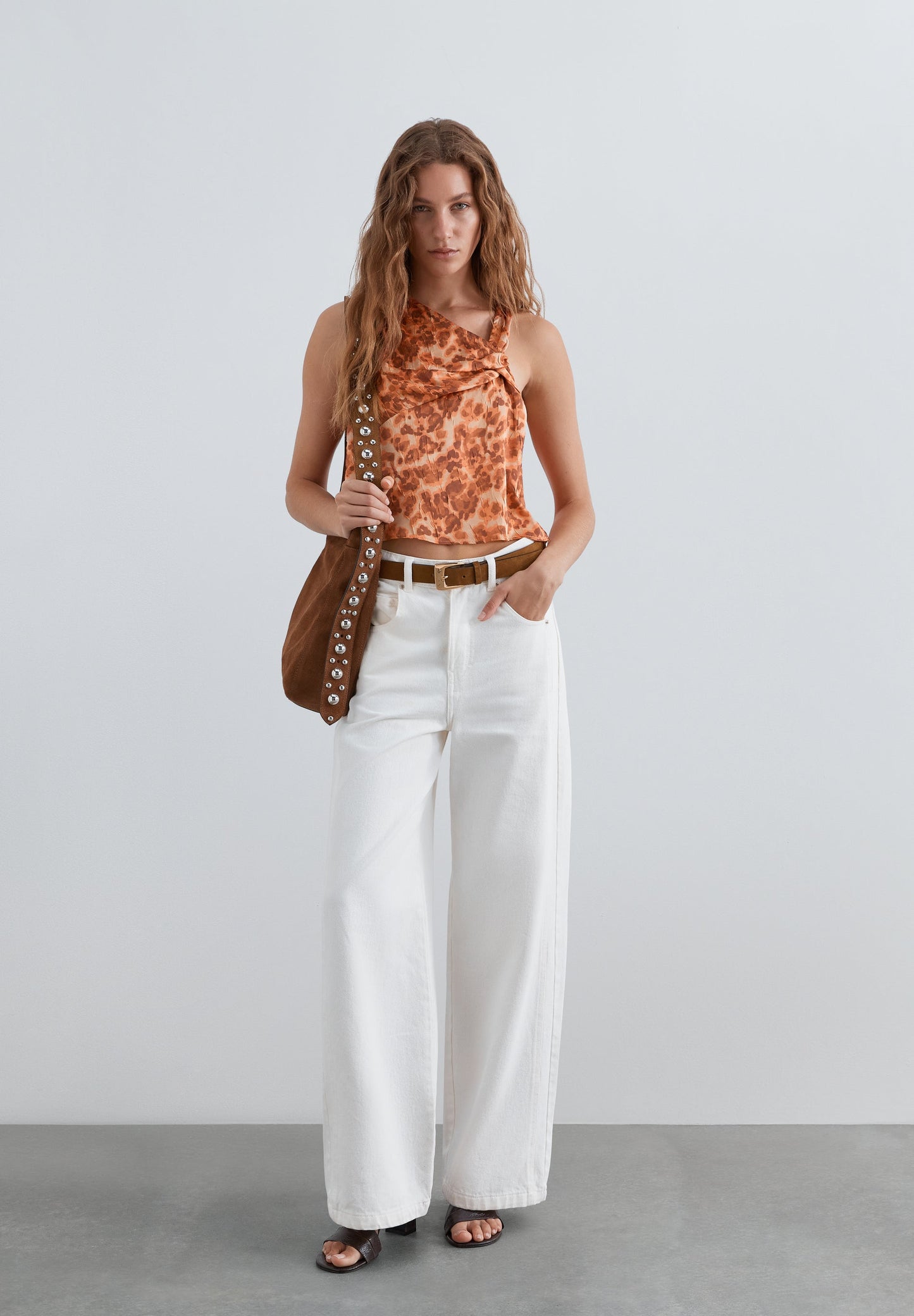 ANIMAL PRINT DRAPED TOP