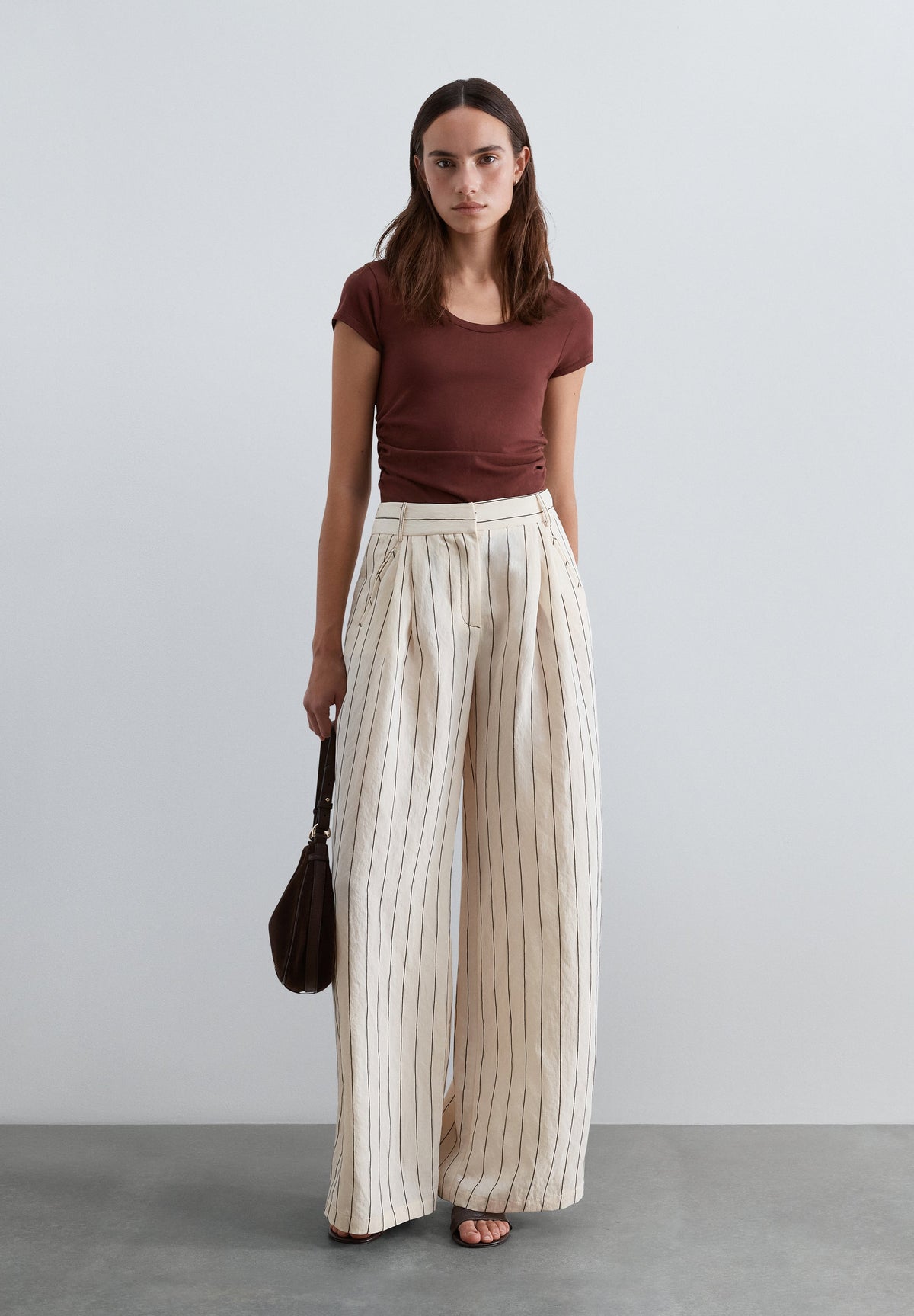 STRIPED WIDE LEG TROUSERS