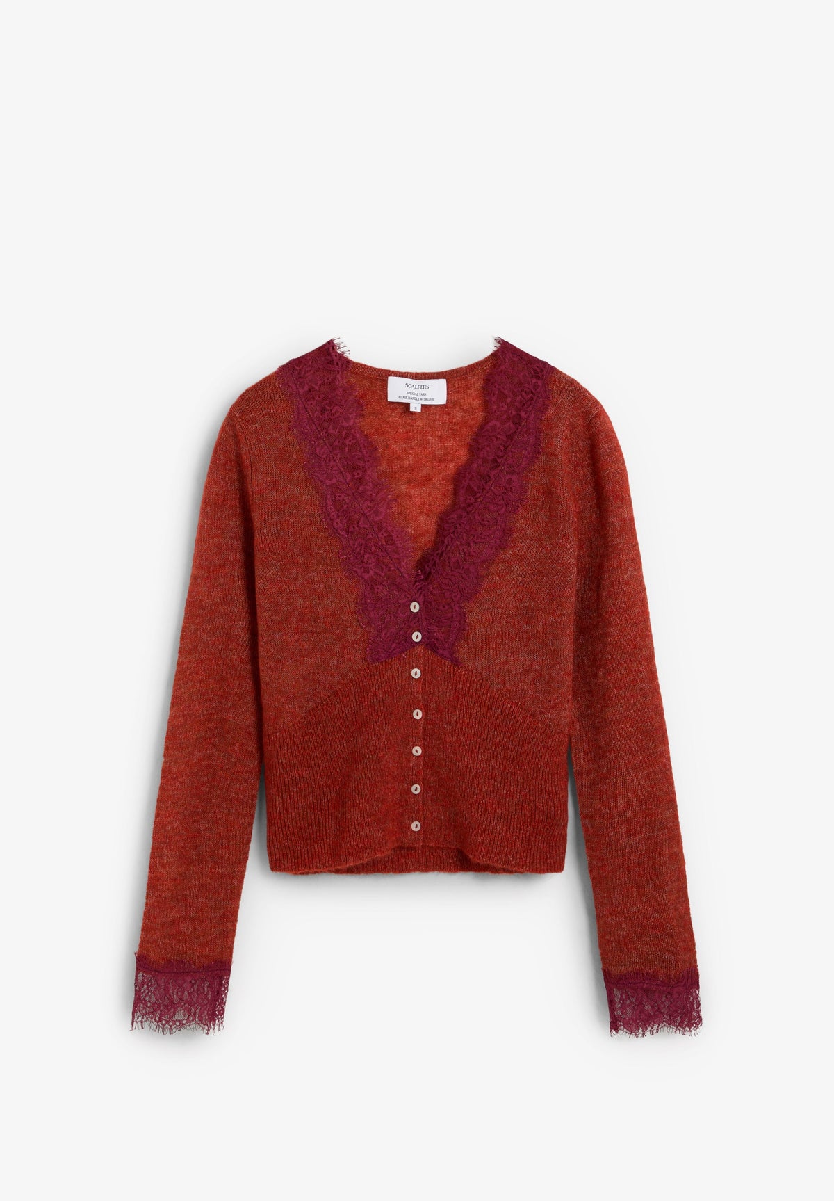 LACE TRIM KNIT CARDIGAN