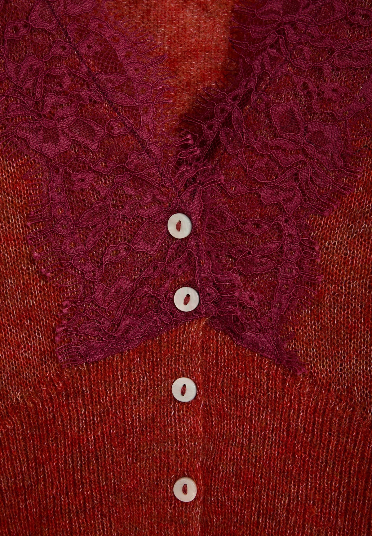 LACE TRIM KNIT CARDIGAN