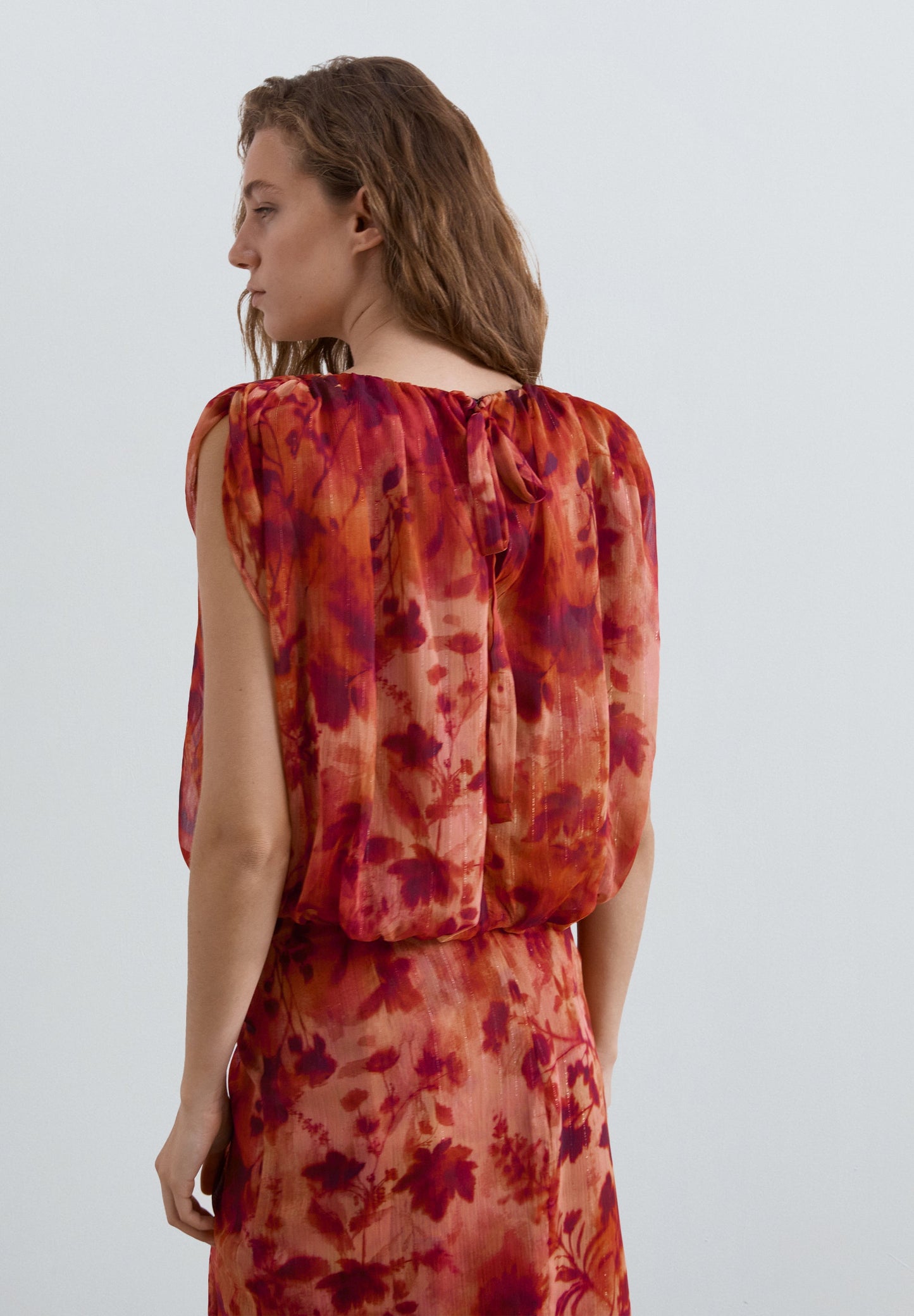 FLORAL PRINT RUCHED TOP