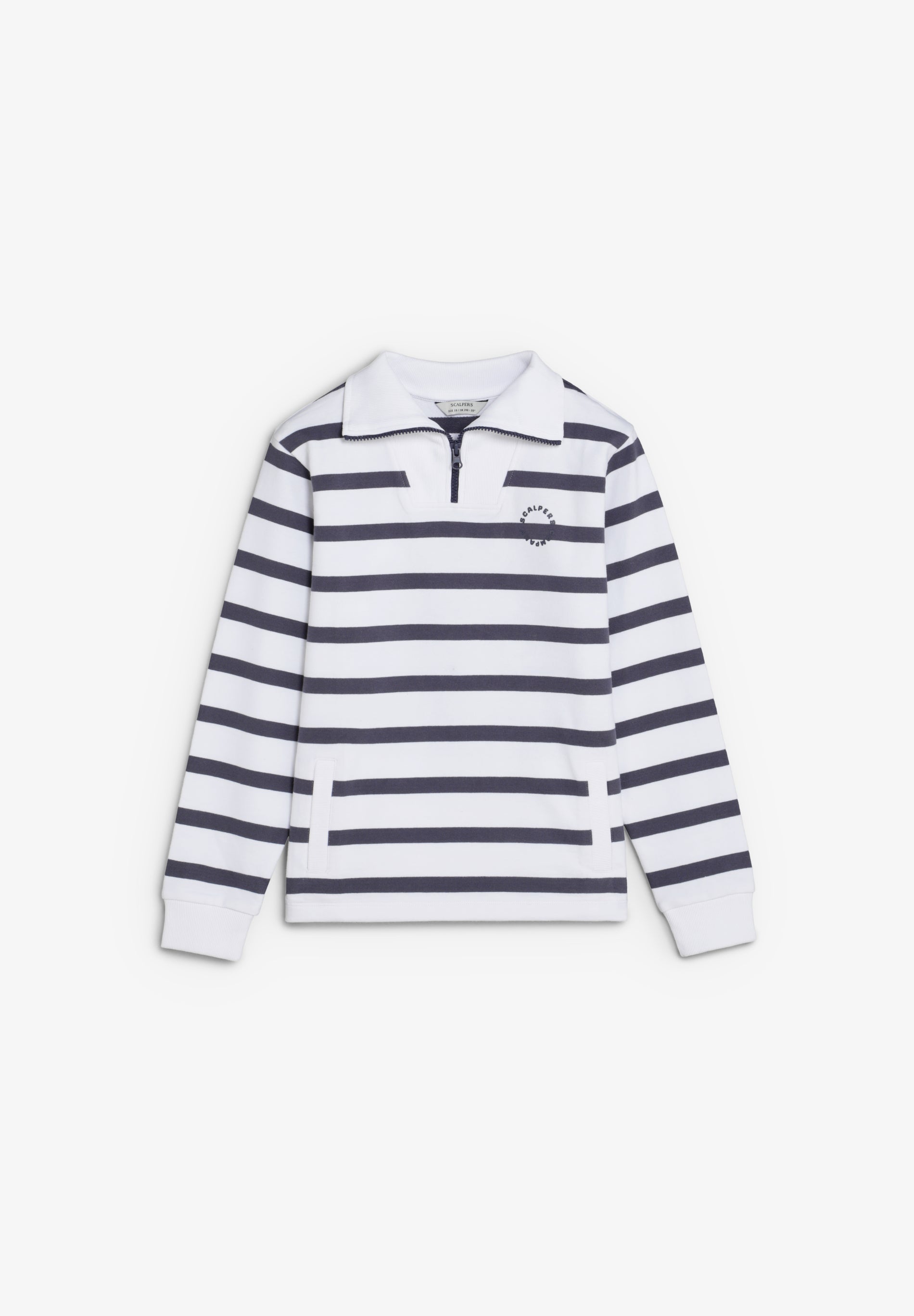 STRIPED SWEATSHIRT WITH POLO SHIRT COLLAR