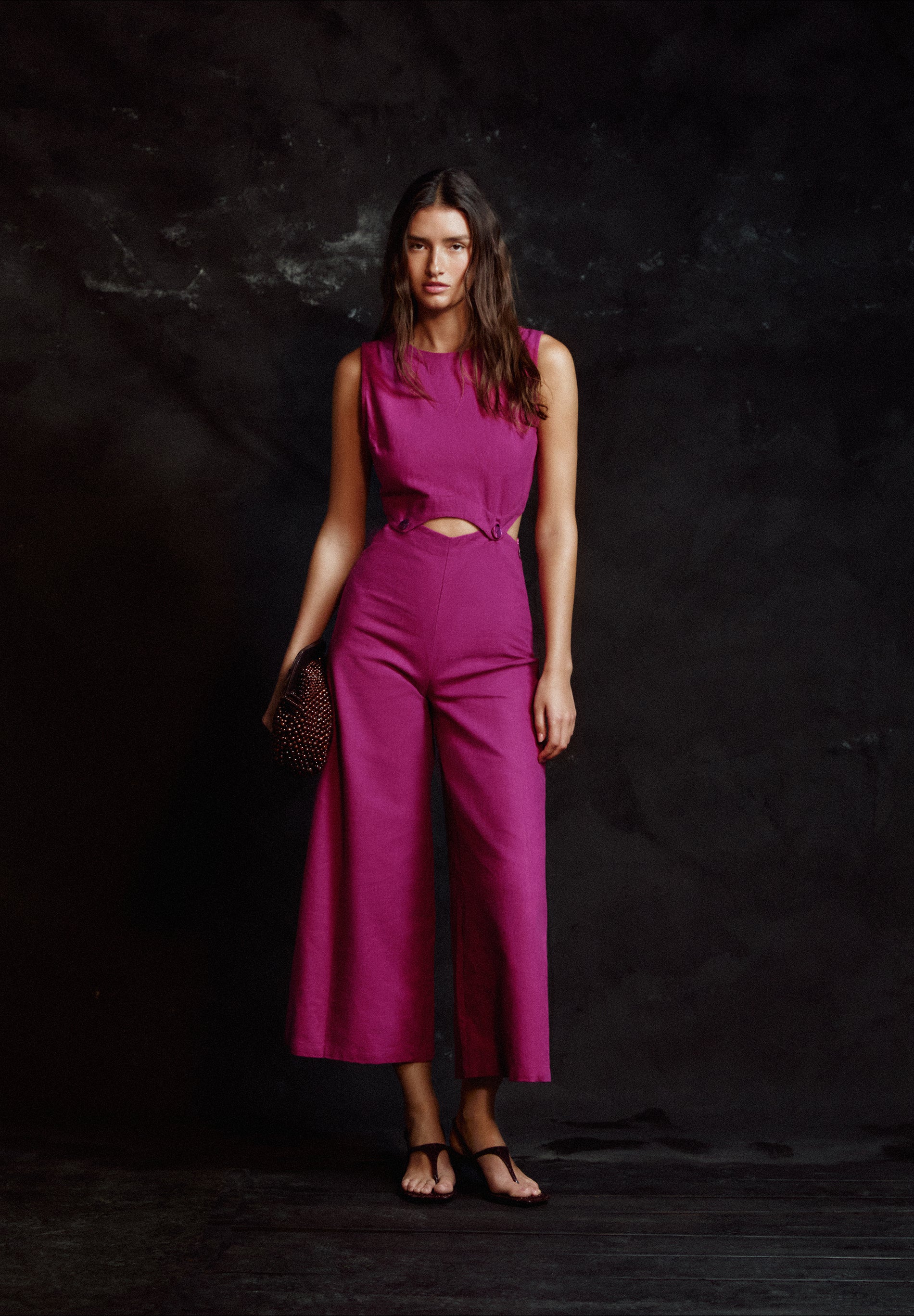 LINEN JUMPSUIT WITH CUT-OUTS