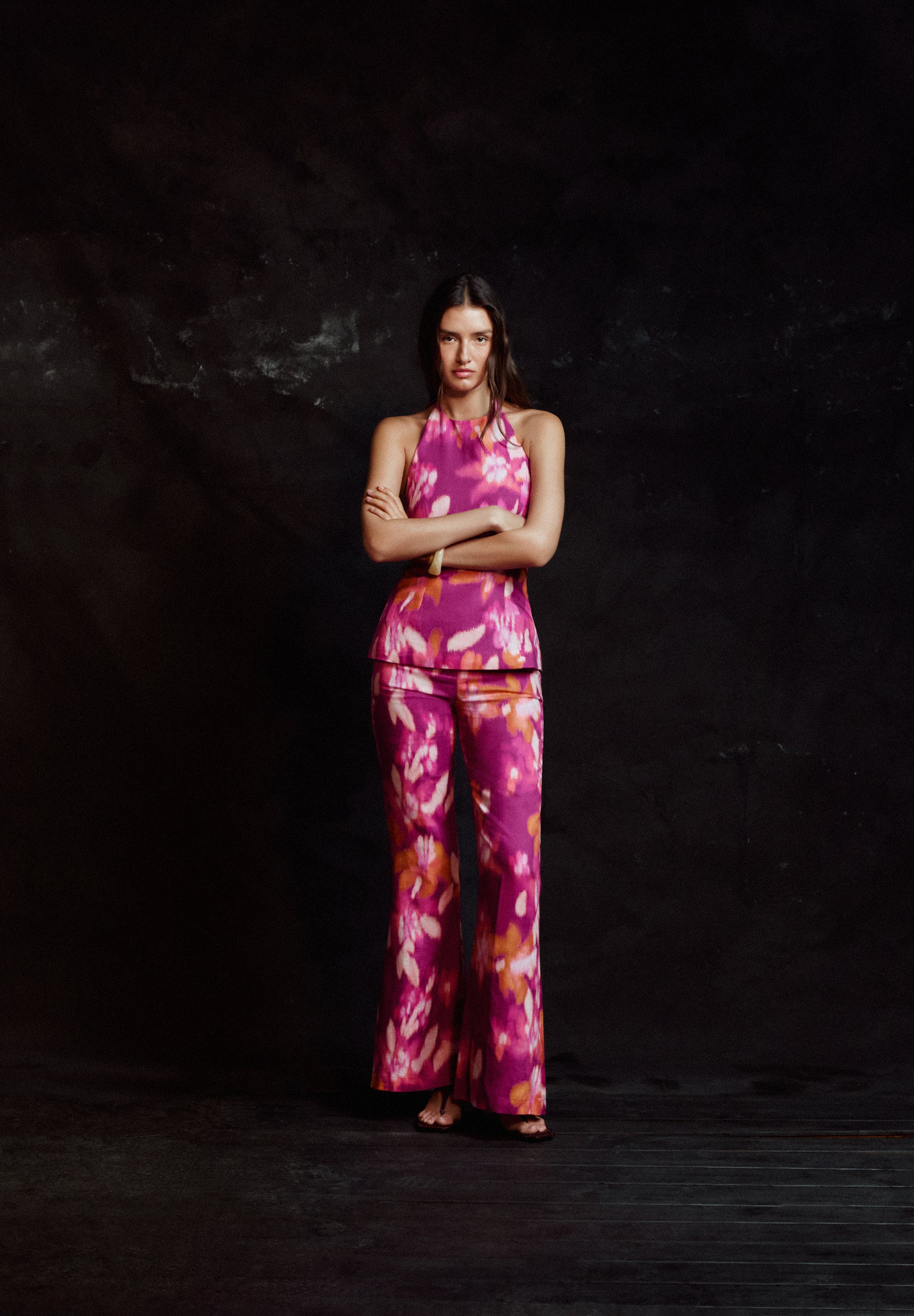 SCPRINT LINEN BOOTCUT PANT