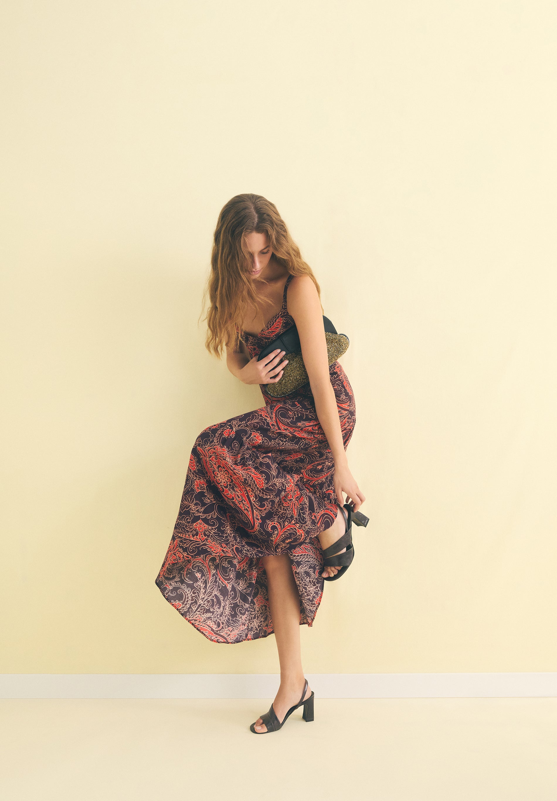 TEXTURED PRINT DRESS