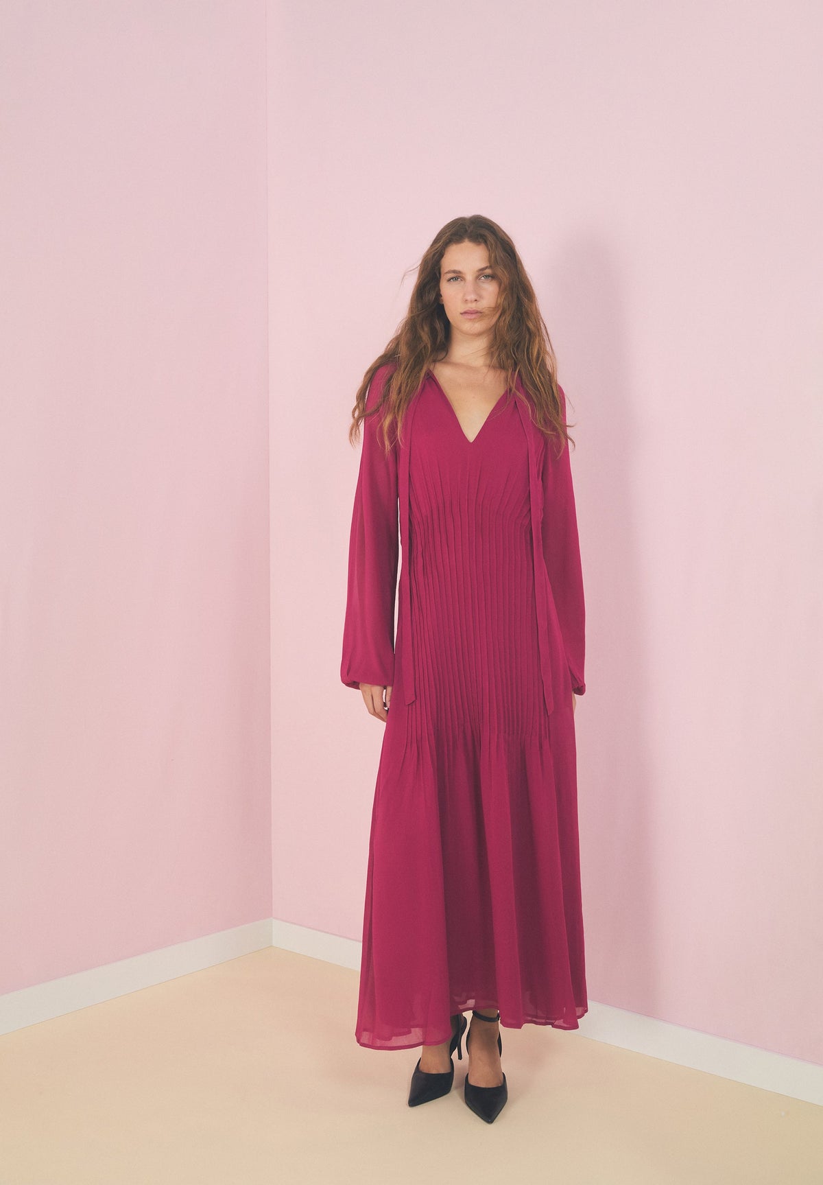 PLEATED BODICE DRESS