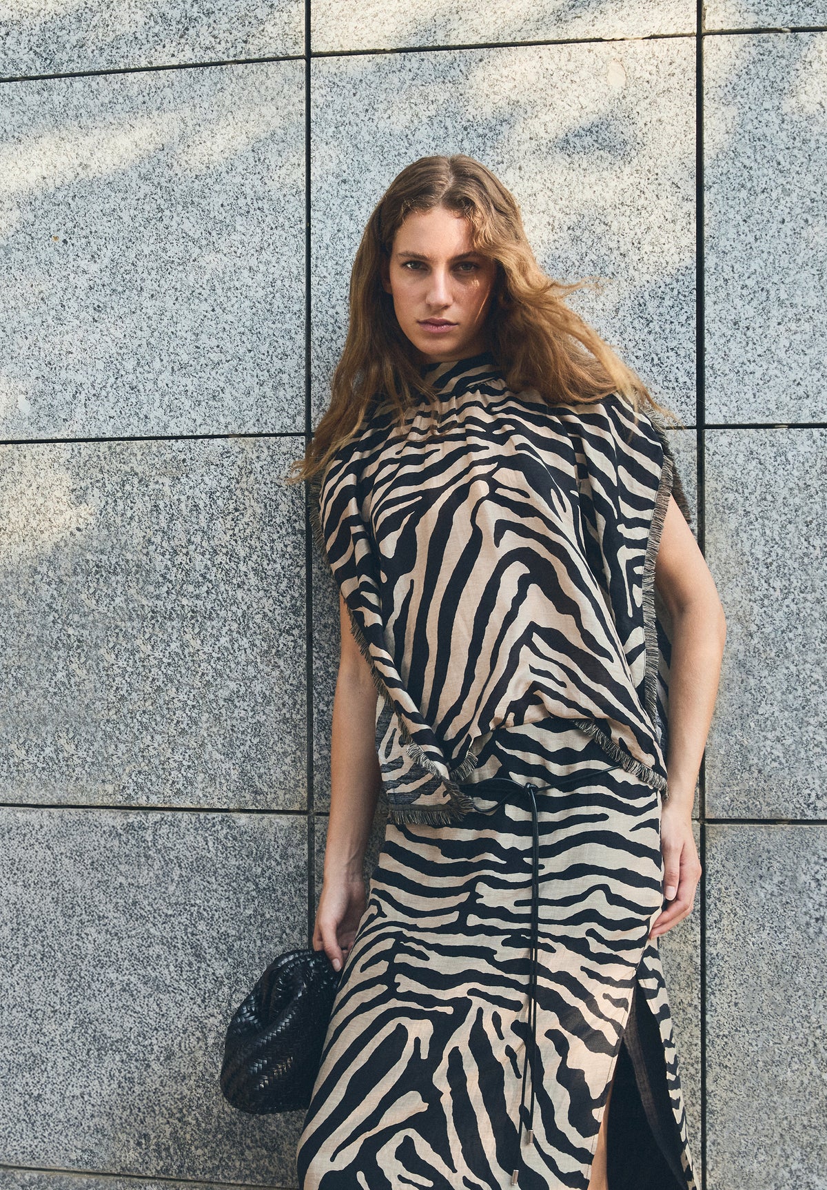 ANIMAL PRINT FRINGED TOP