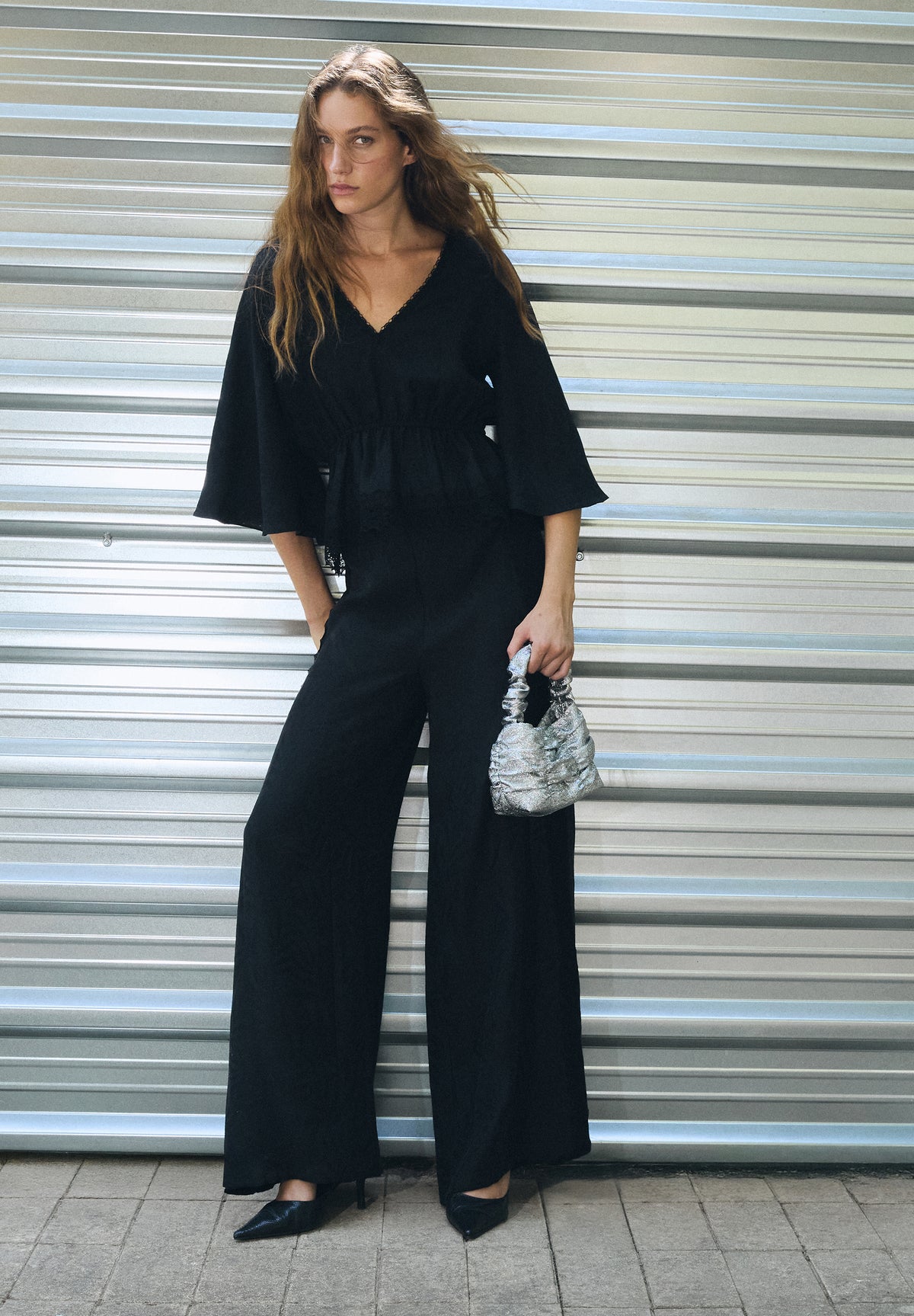 FLOWING TROUSERS WITH SIDE LACE DETAIL