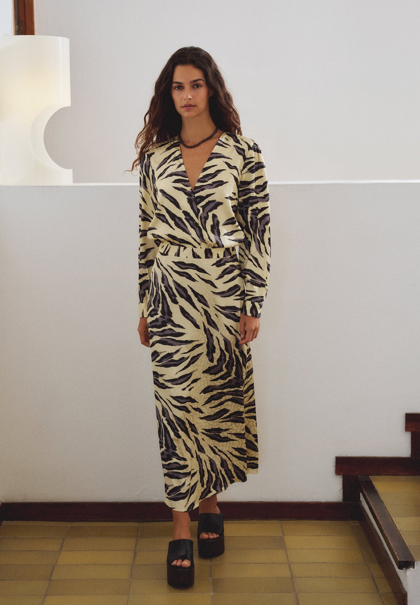 ANIMAL PRINT SATIN BLOUSE