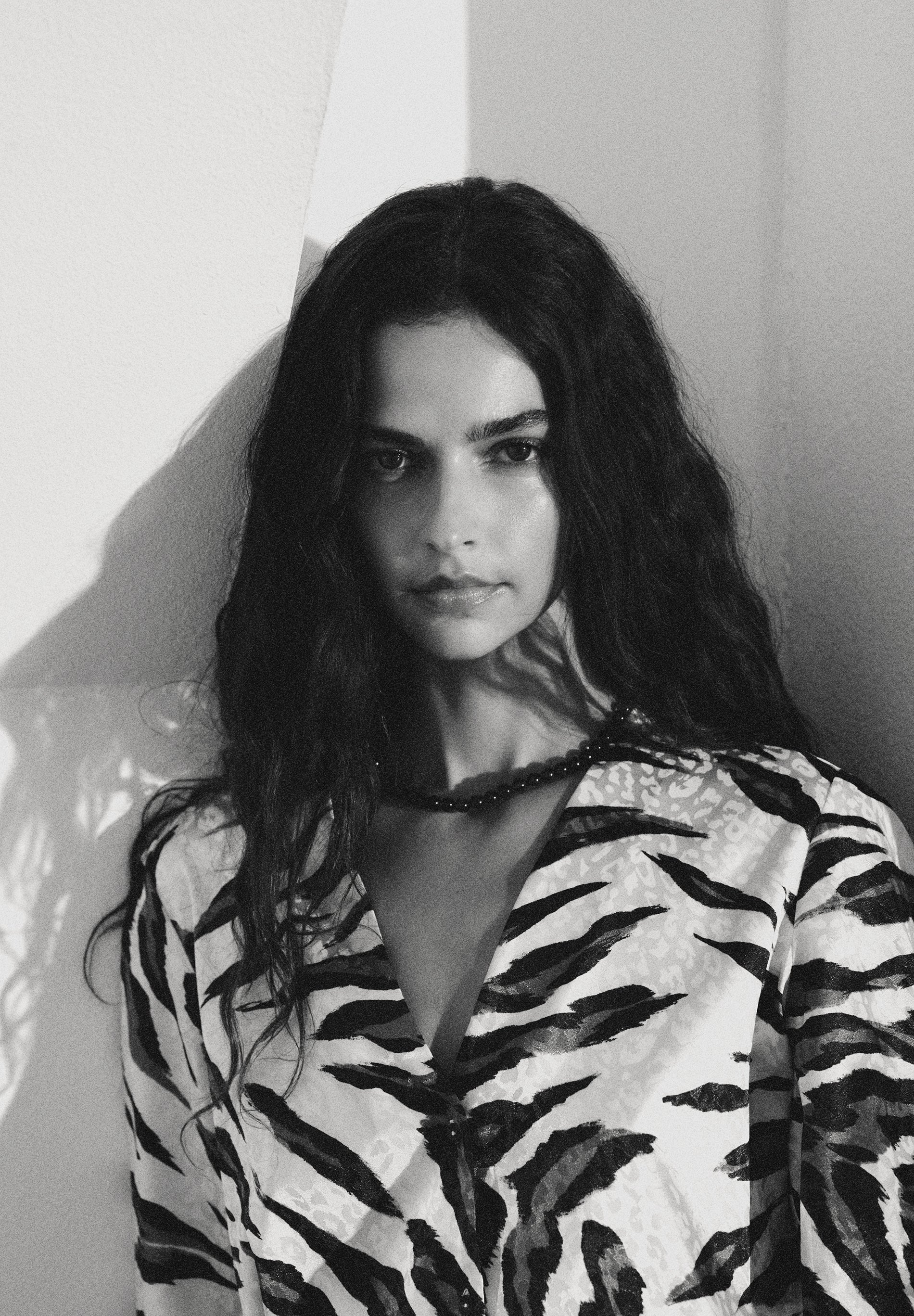 ANIMAL PRINT SATIN BLOUSE