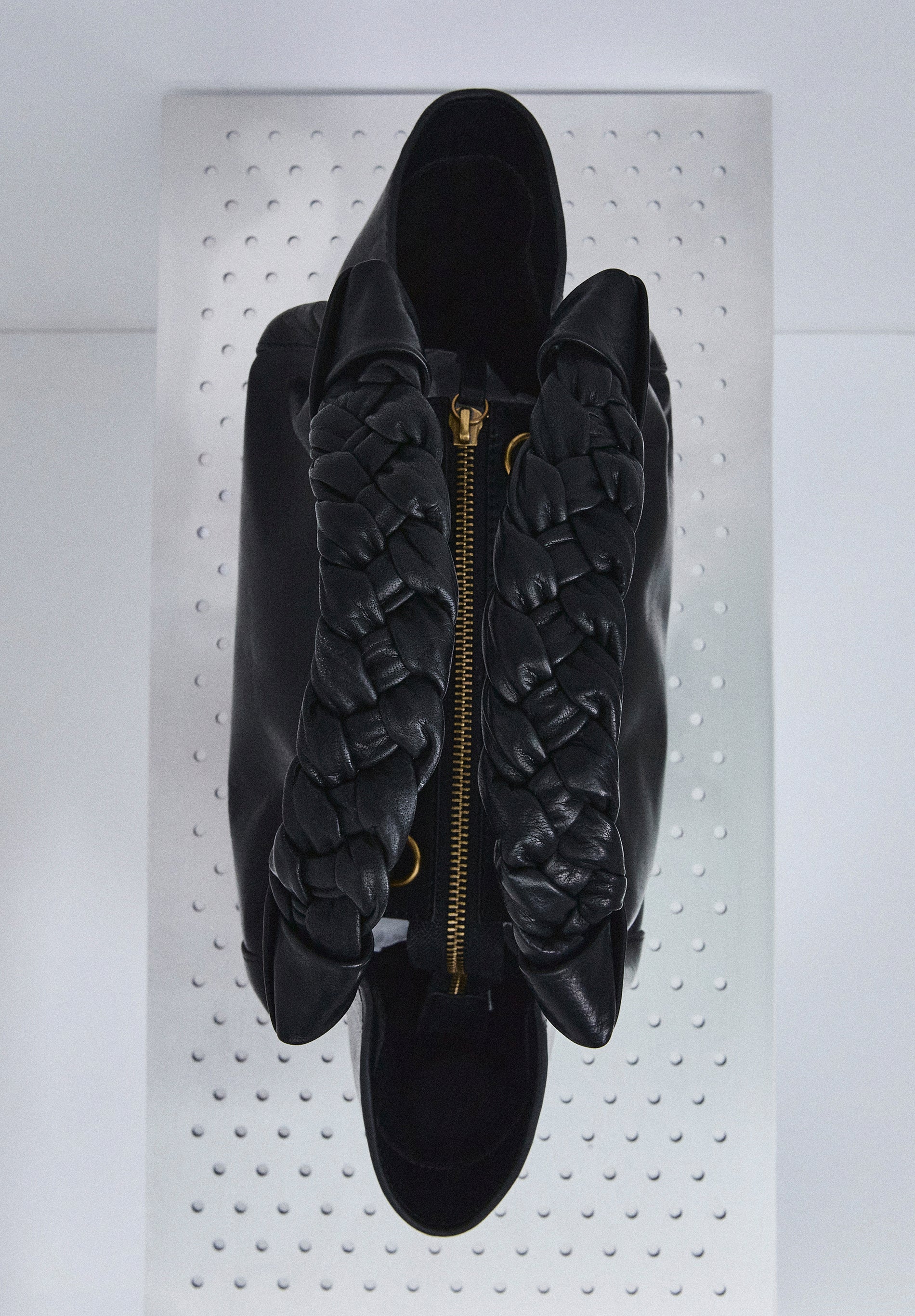 LEATHER MINI BAG WITH BRAIDED HANDLE