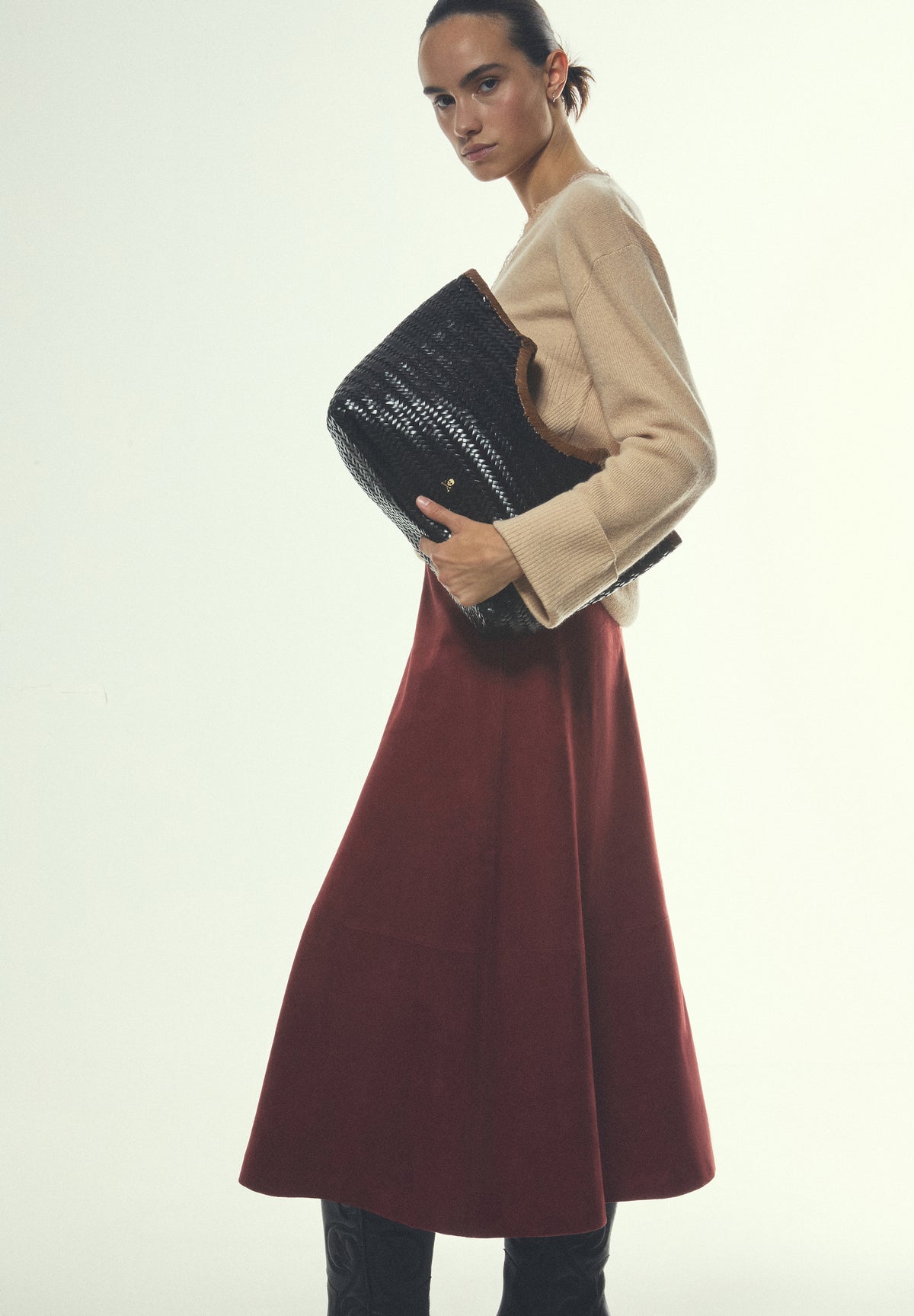 SHOULDER BAG WITH PLAITED LEATHER
