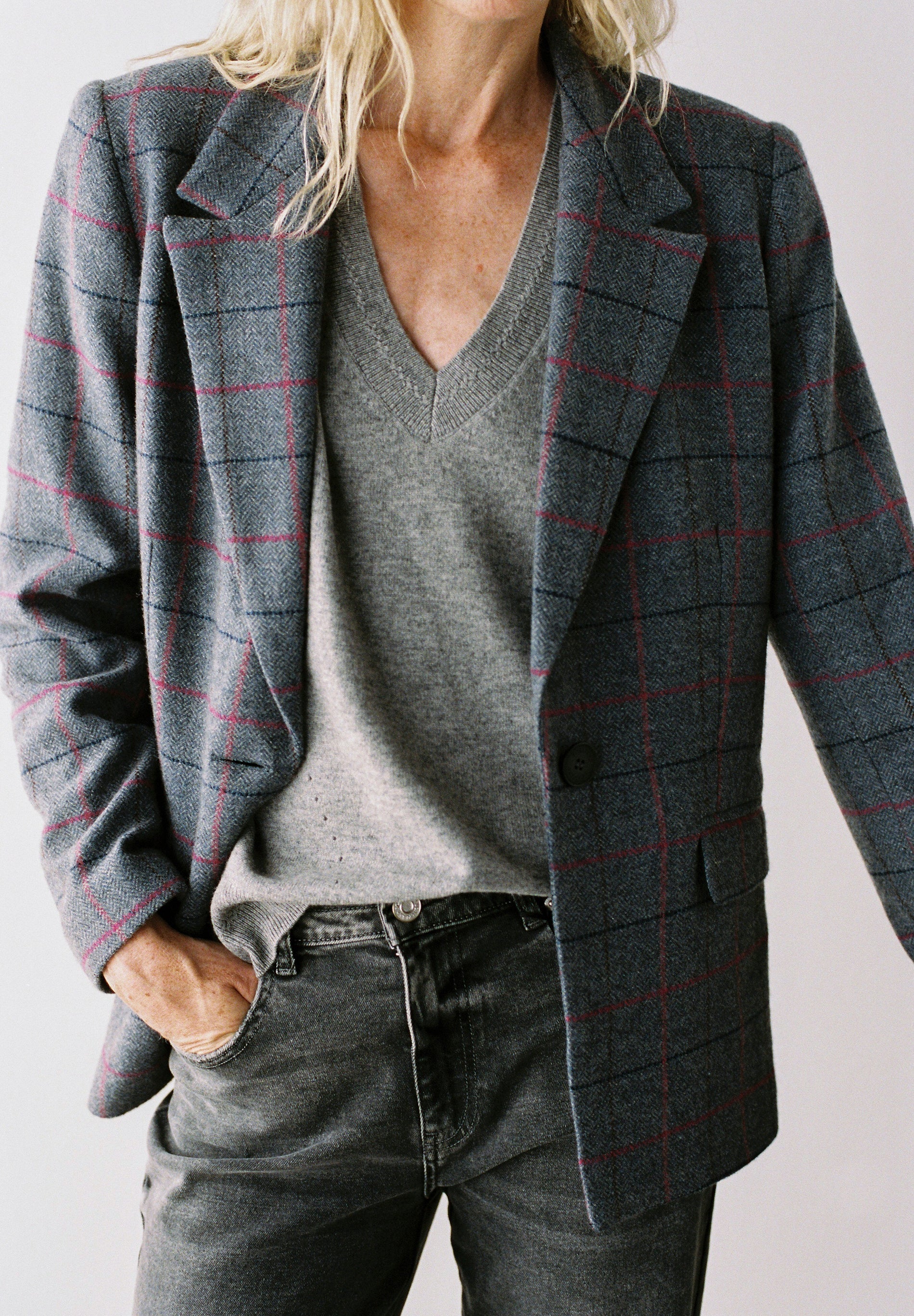 CHECK WOOL BLAZER
