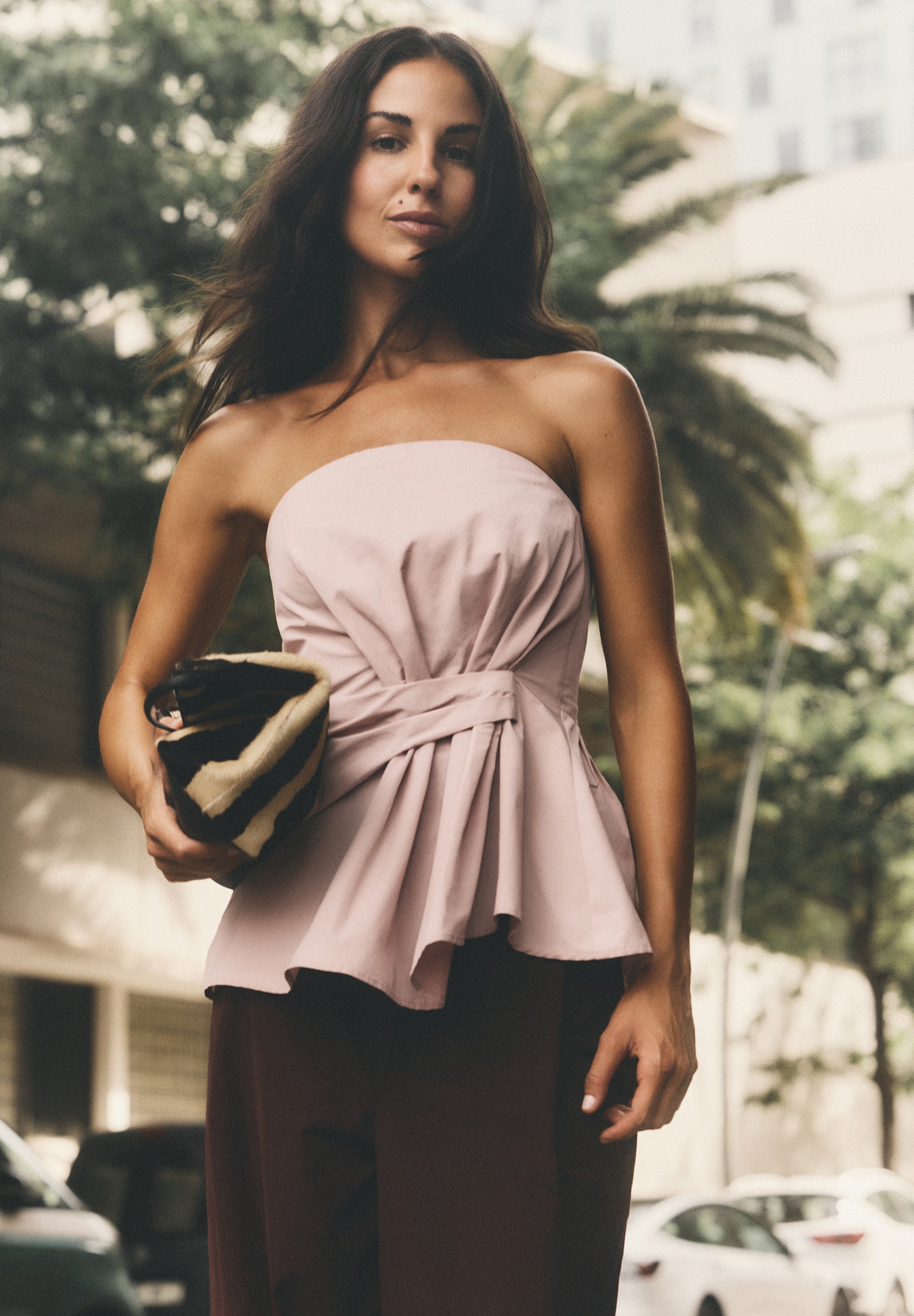 DRAPED TAFFETA TOP