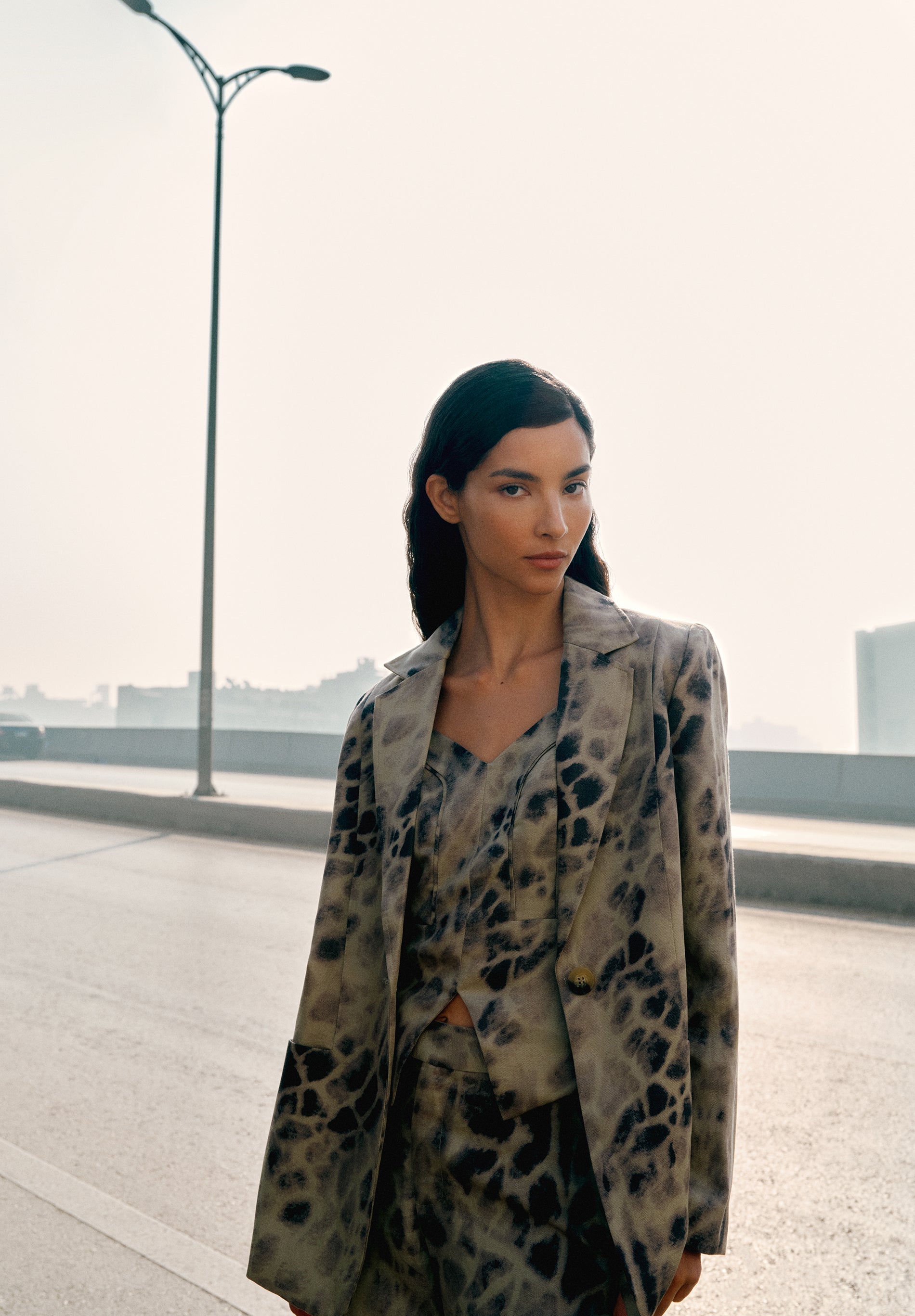 PRINTED LINEN BLAZER