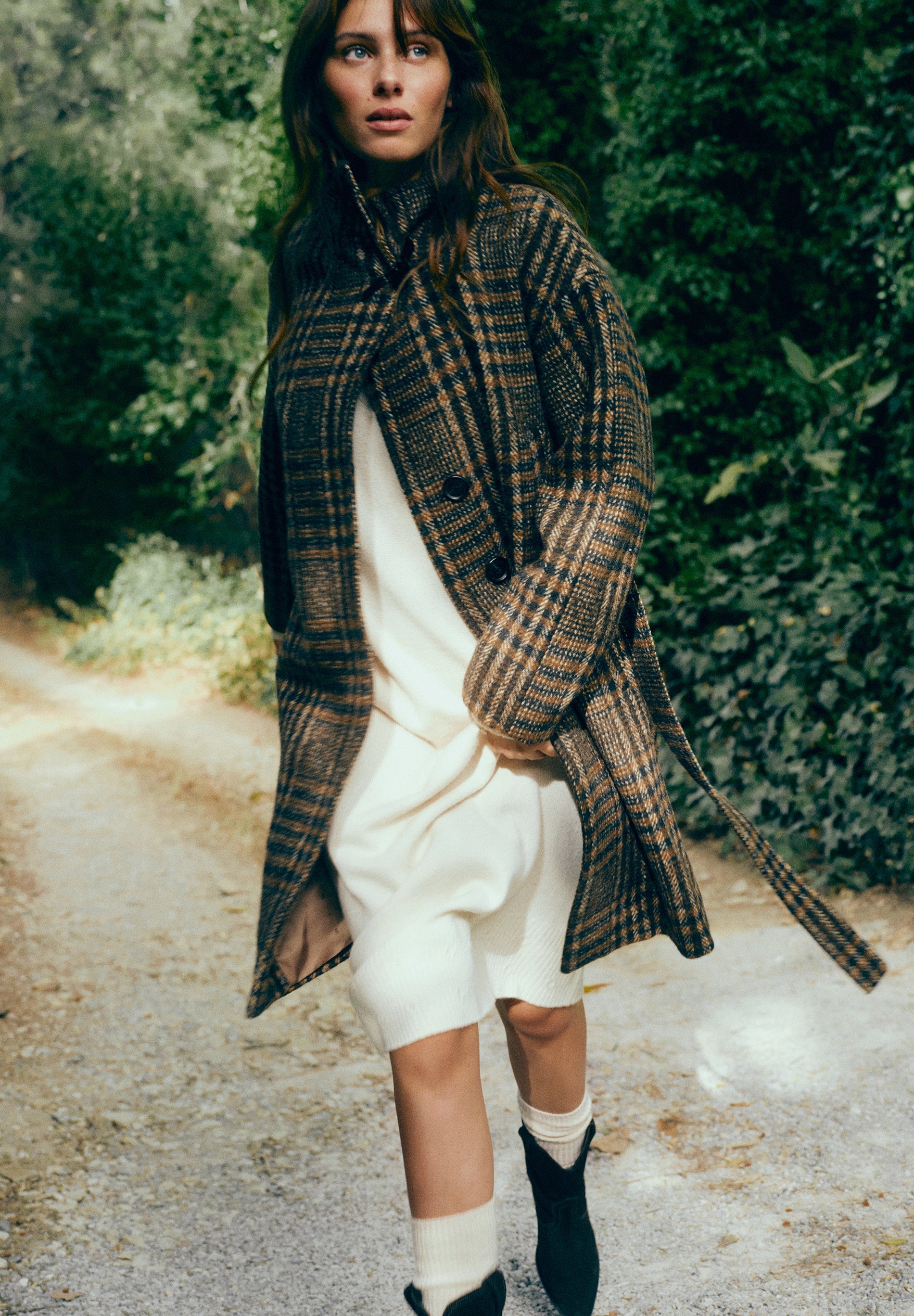 SHORT CHECKED WOOL COAT