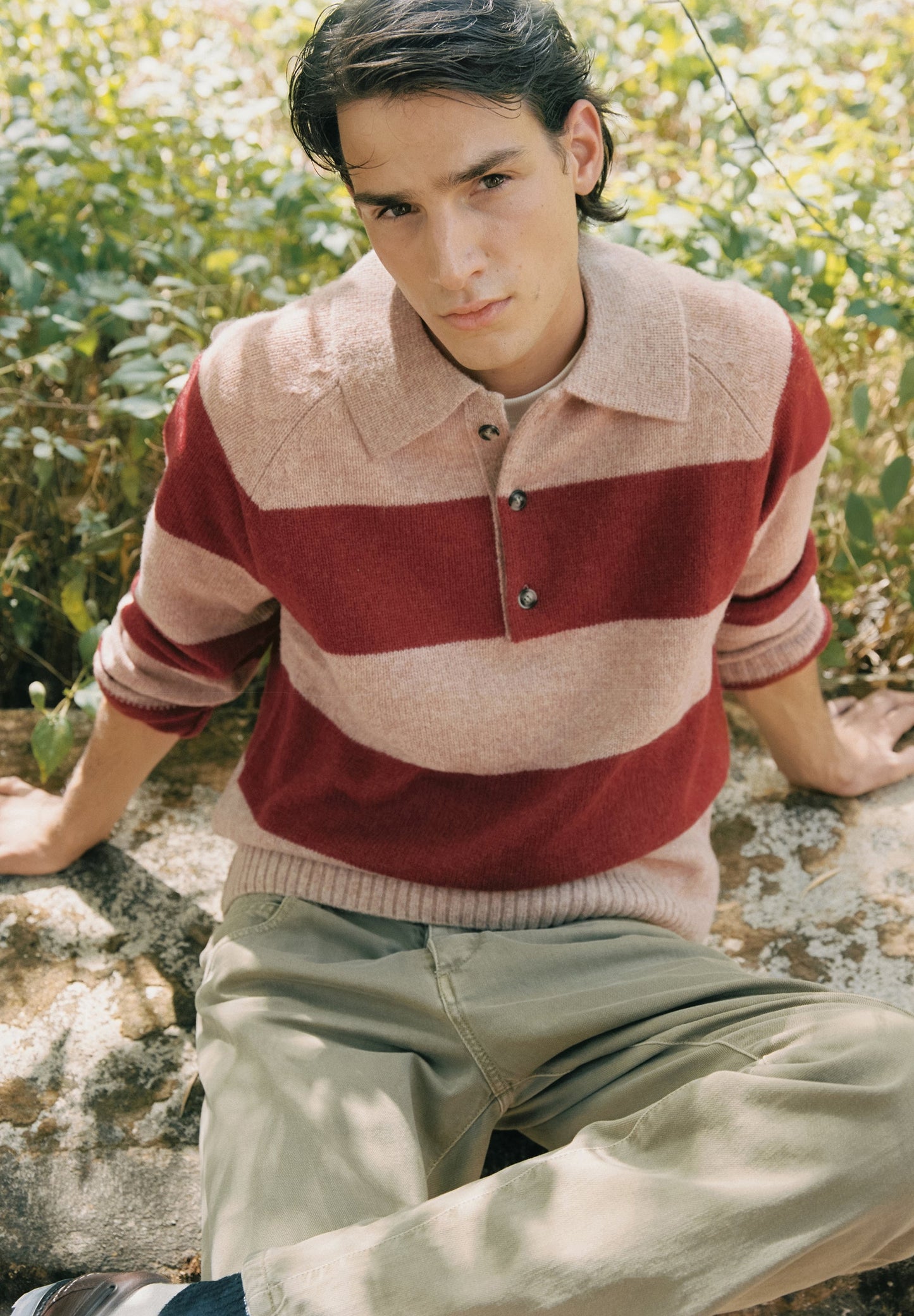 STRIPED POLO SWEATER