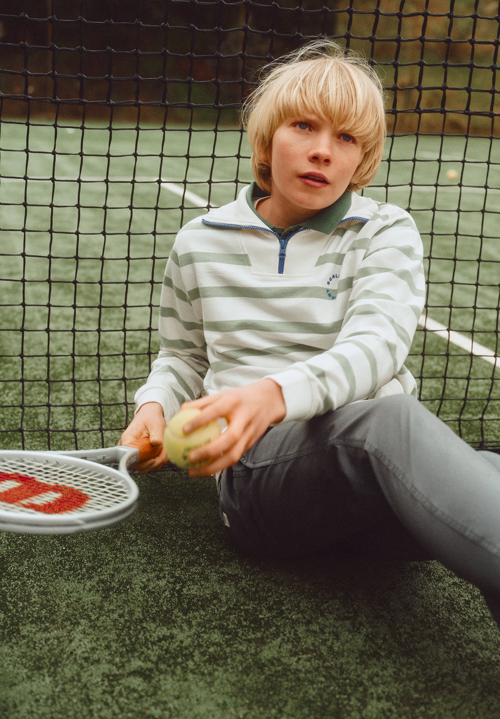 STRIPED SWEATSHIRT WITH POLO SHIRT COLLAR