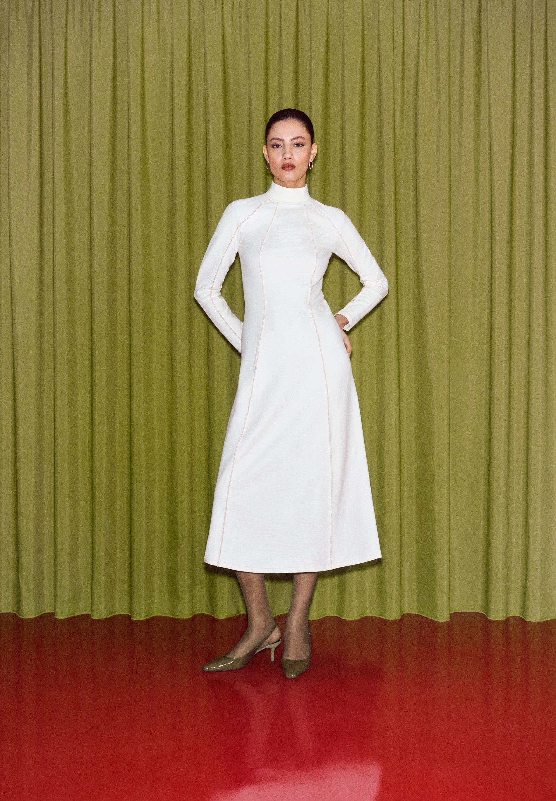 MIDI-JURK TRICOT OVERLOCK