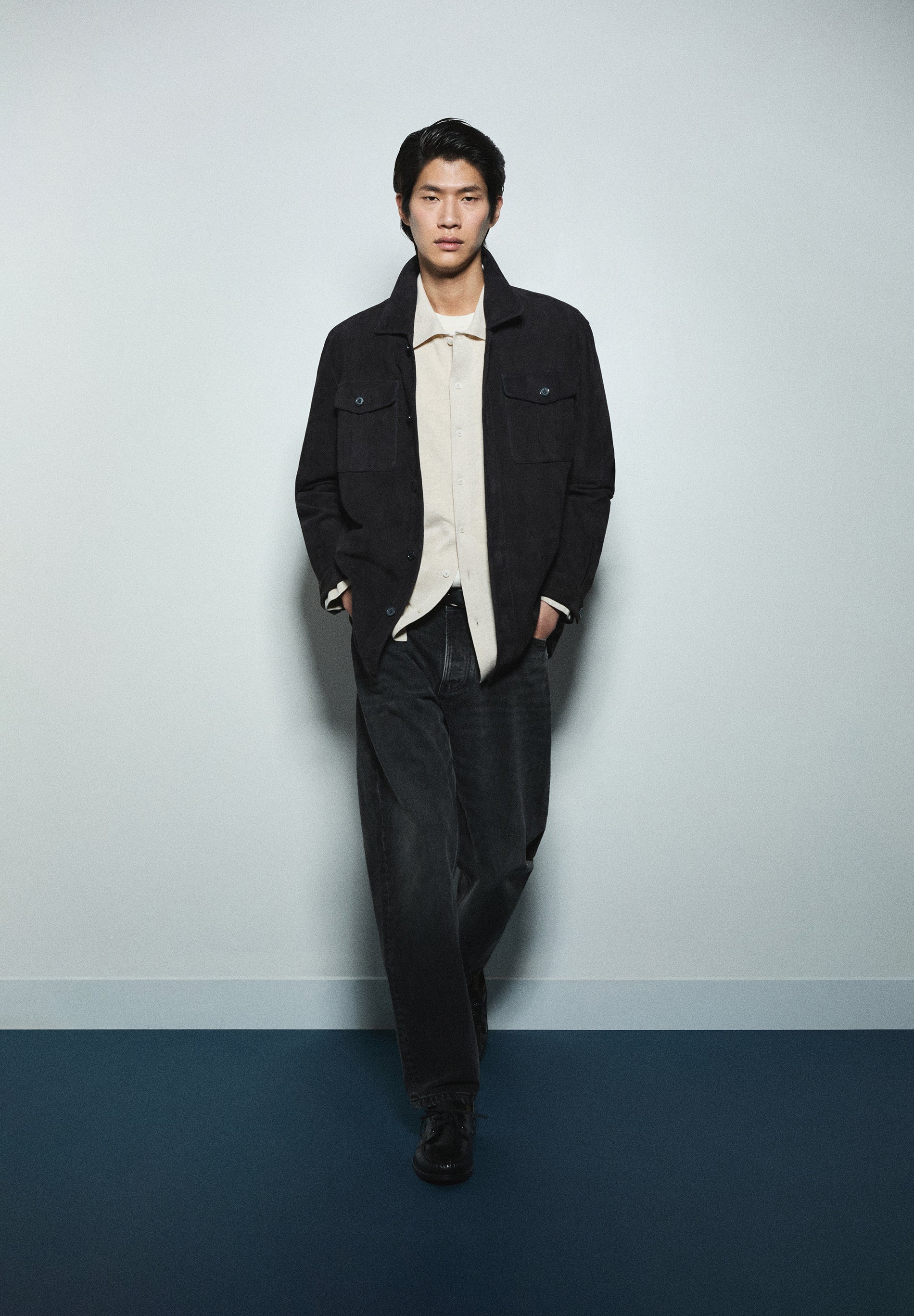 SUEDE OVERSHIRT WITH POCKETS