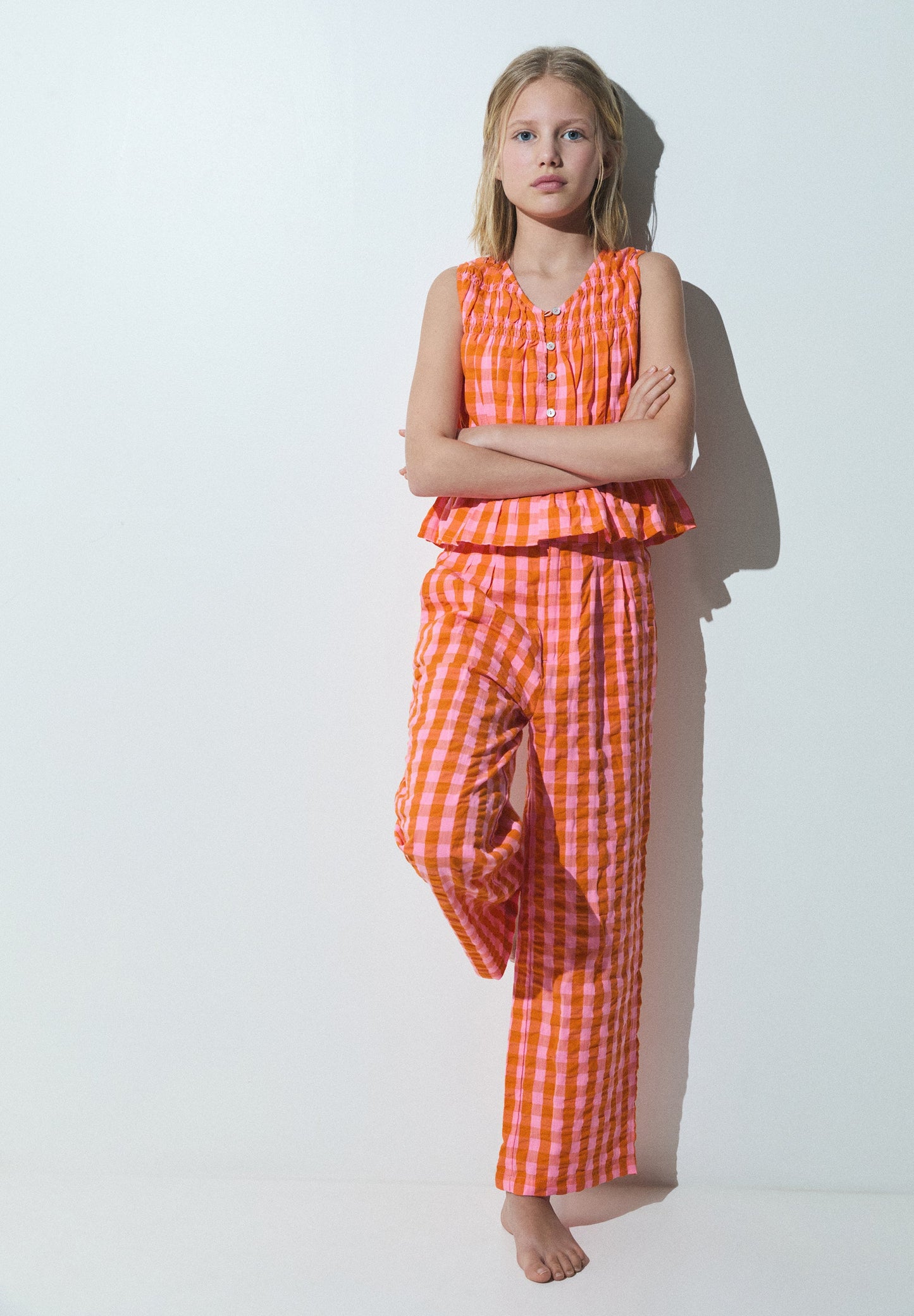 GINGHAM TROUSERS WITH DARTS