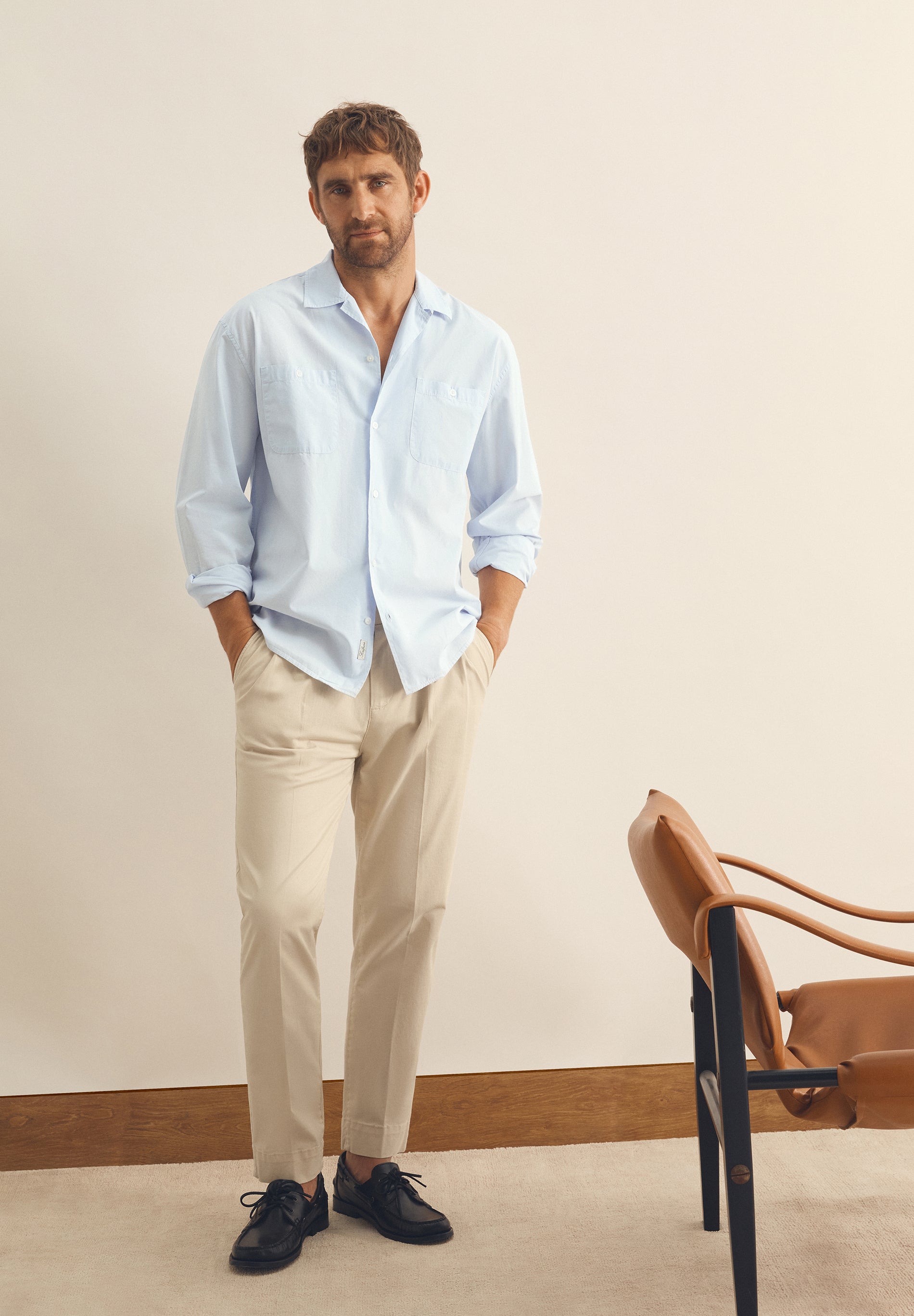 LINEN SHIRT WITH BUTTONED POCKETS