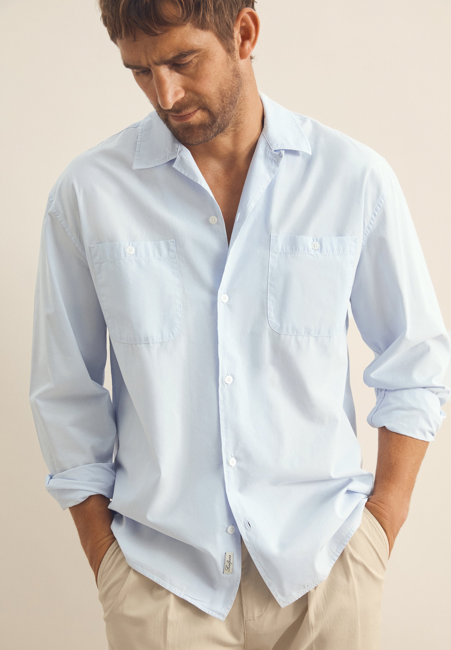LINEN SHIRT WITH BUTTONED POCKETS