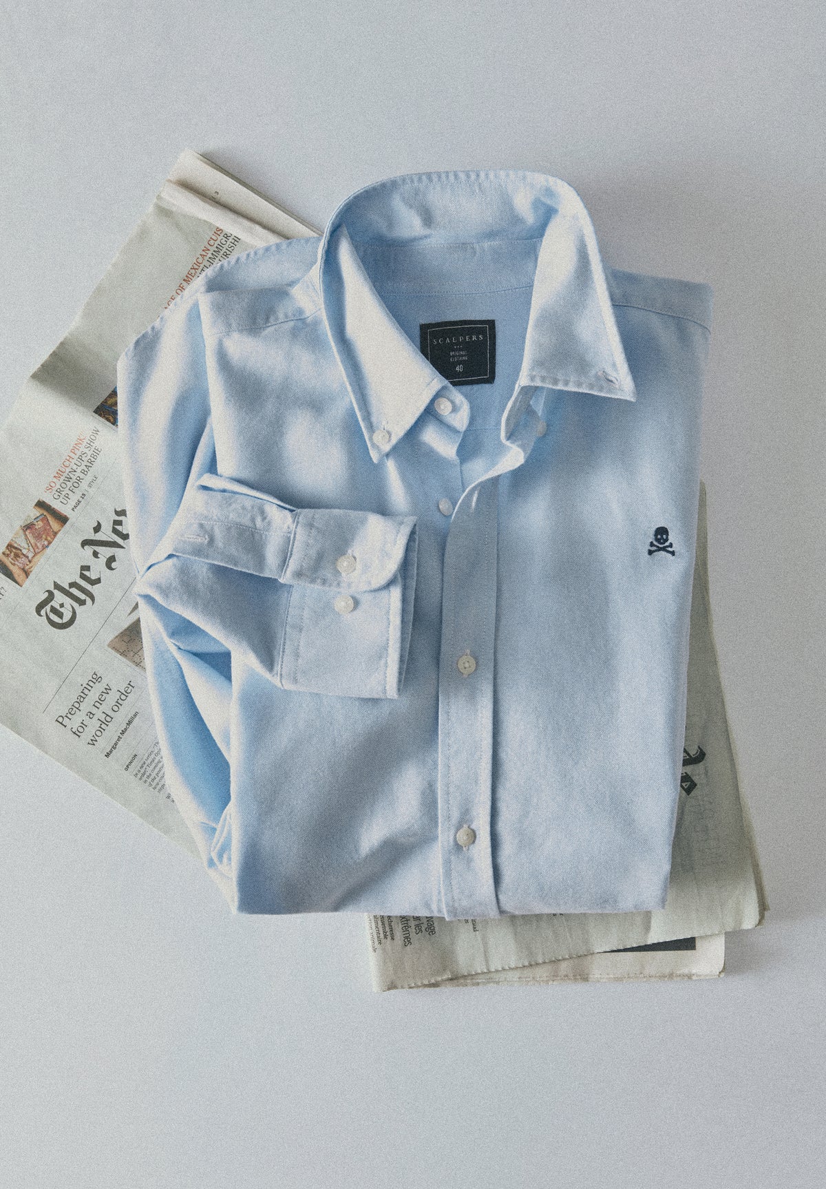 OXFORD SHIRT WITH CONTRAST SKULL PRINT
