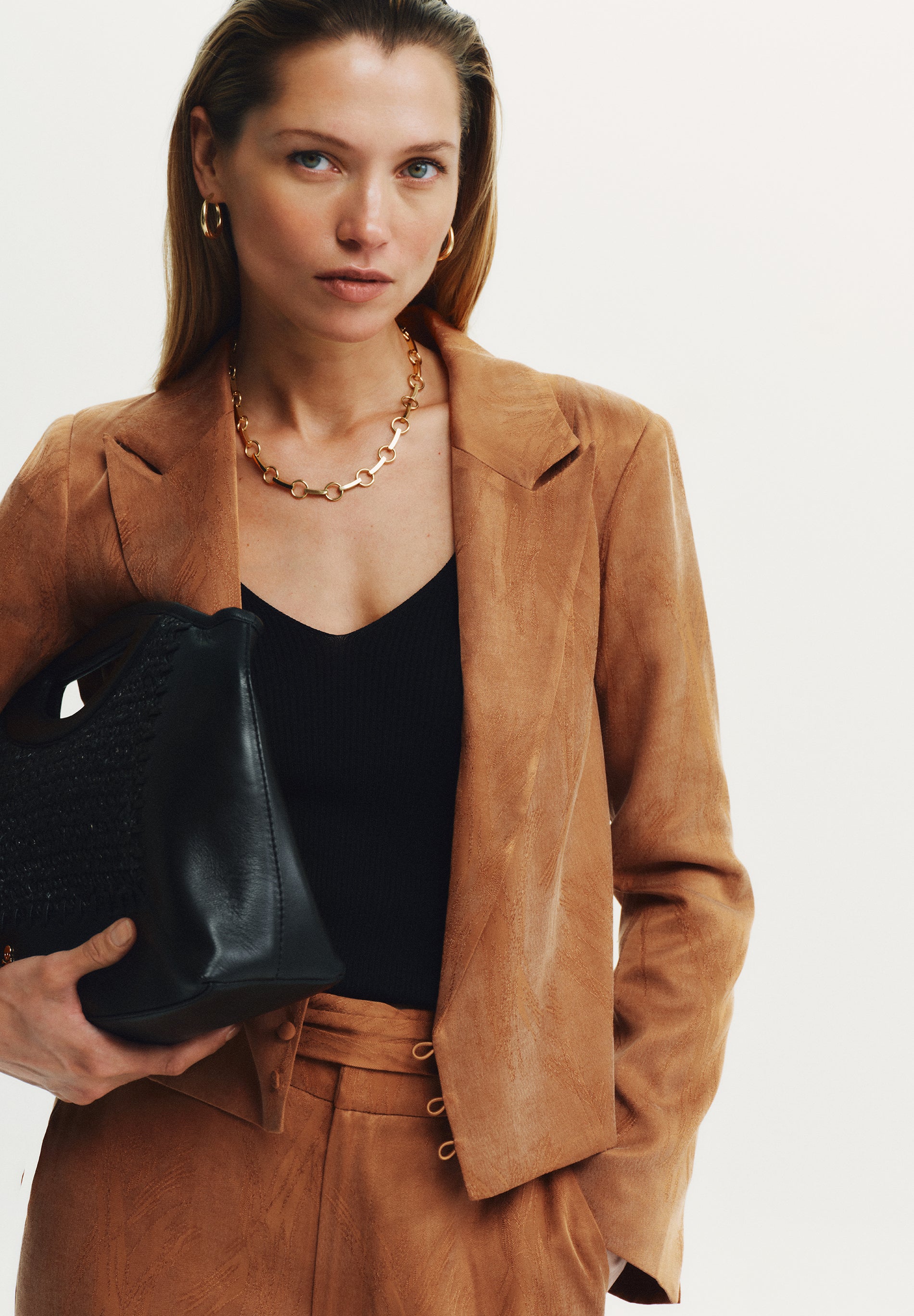 JACQUARD WIDE LEG TROUSERS